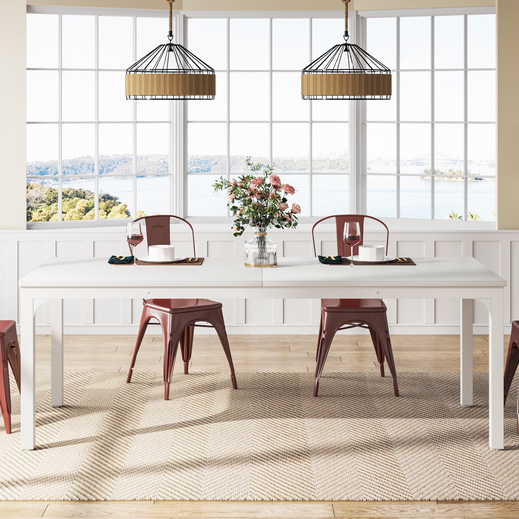 Tribesigns Mesa de comedor vintage, Muebles de comedor para 6 a 8 personas
