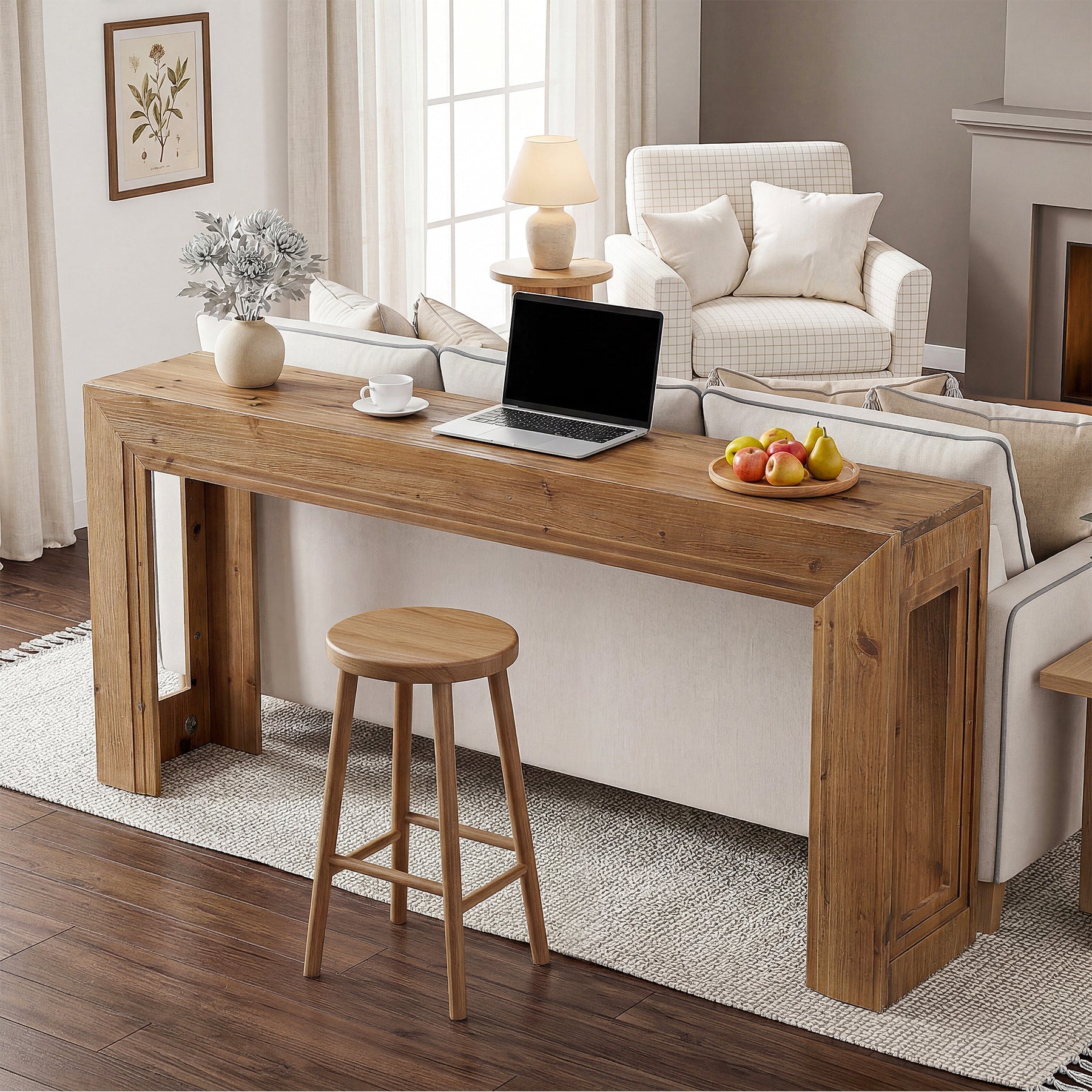 Tribesigns Consola estrecha de 160 cm, Mesa auxiliar de dos niveles con espacio de almacenamiento