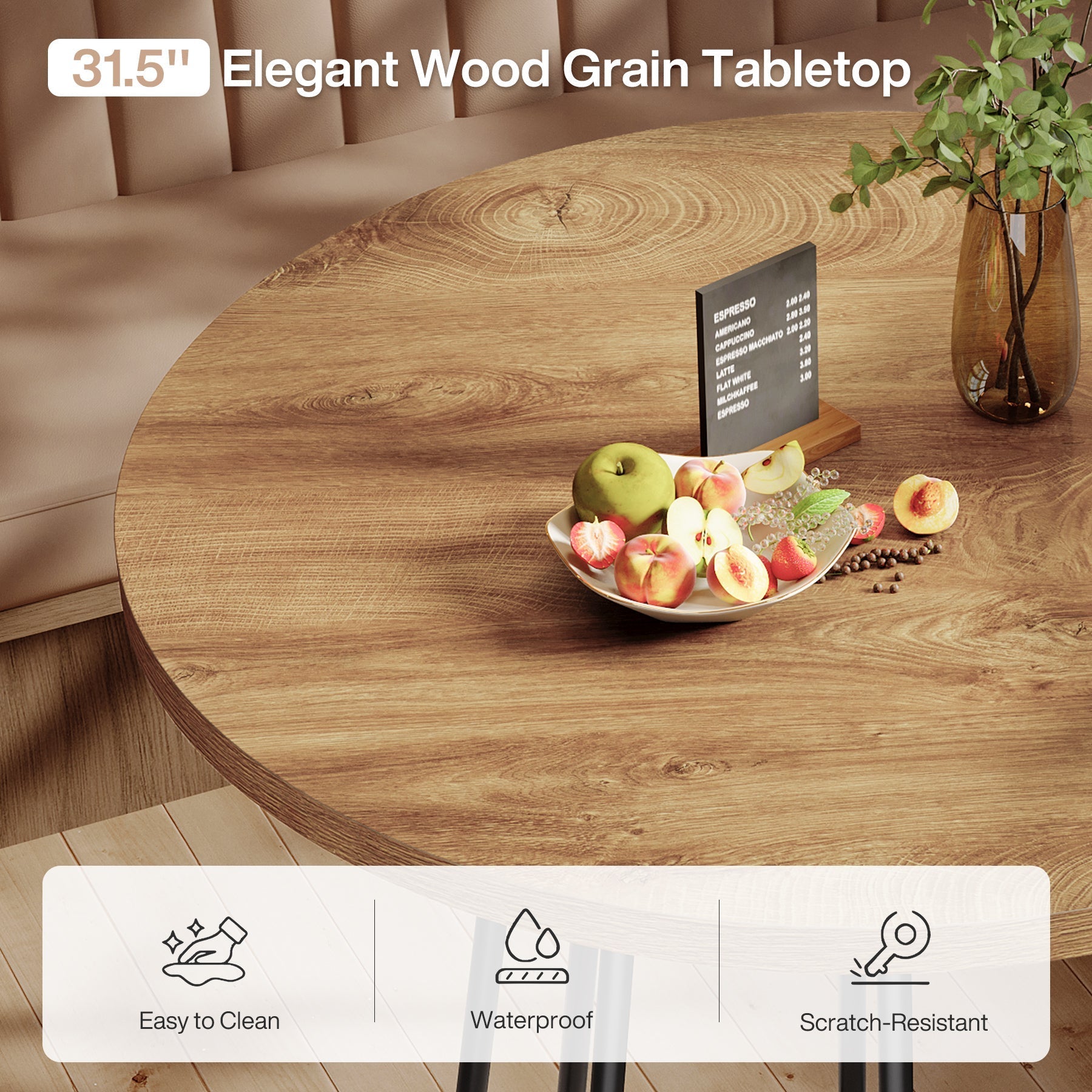 Tribesigns Mesa de comedor redonda de 80 cm, Estilo industrial para 2-4 personas con base de acero