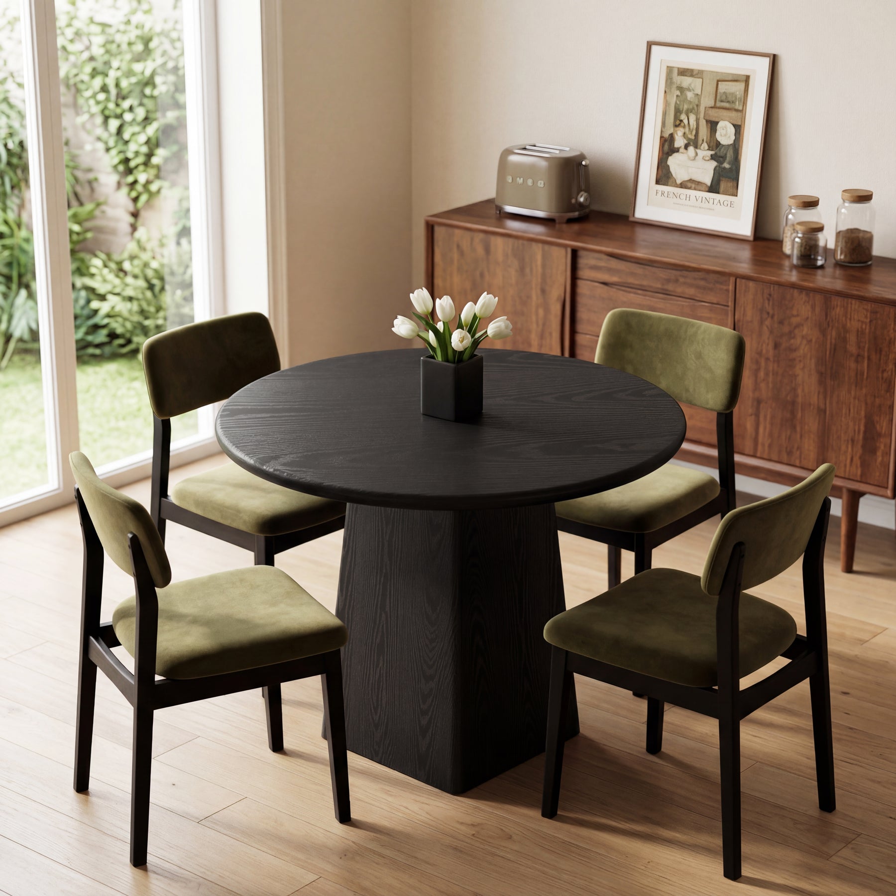 Tribesigns Mesa de comedor de 80 cm, mesa de cocina redonda para 2-4 personas