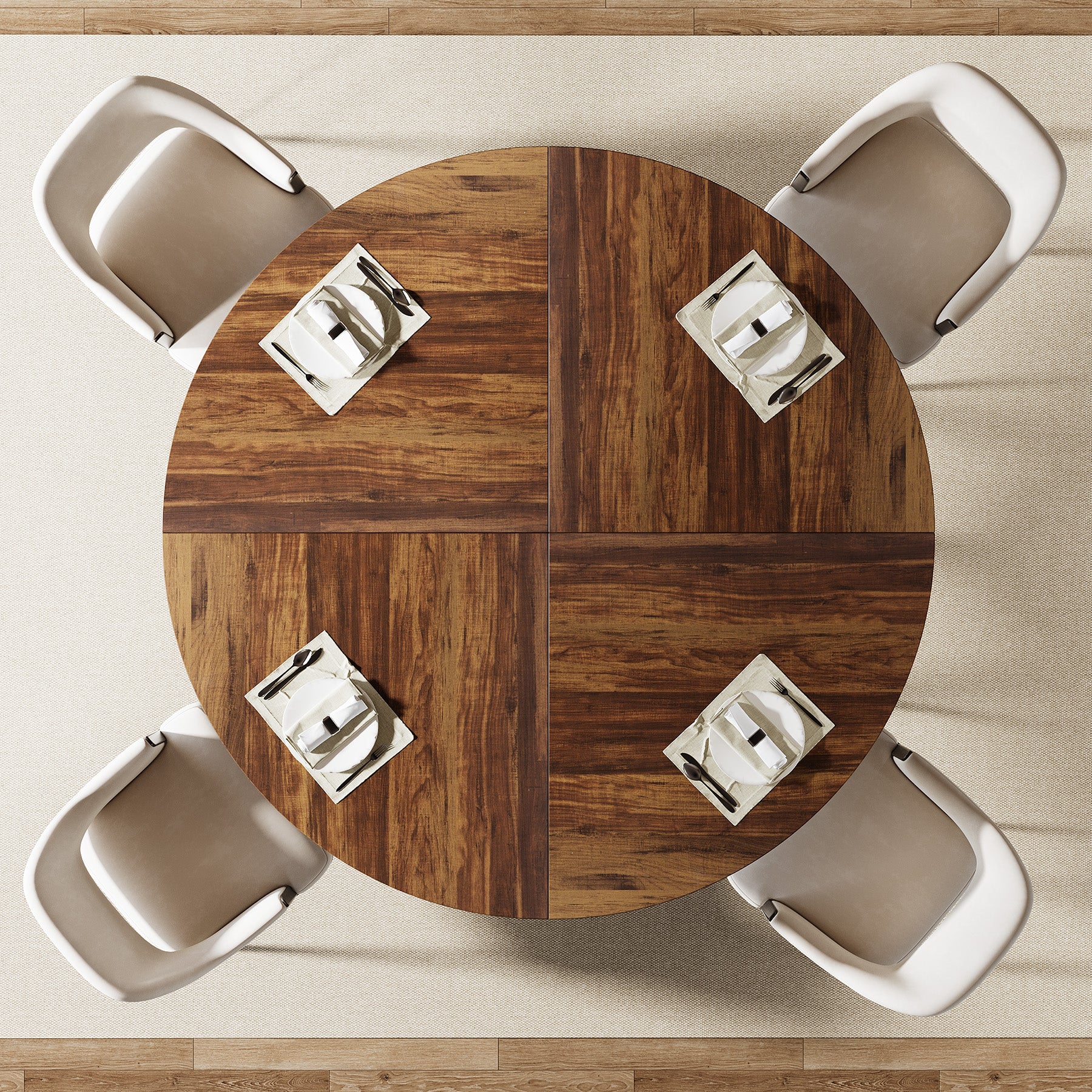 Tribesigns Mesa de comedor redonda, Mesa de comedor de cocina moderna de 120 cm para 4 personas