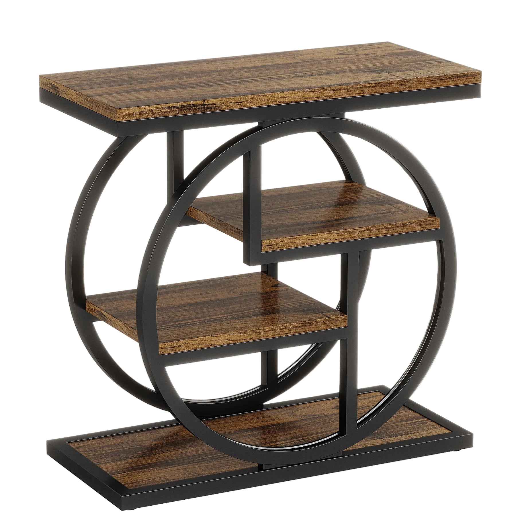 Tribesigns Mesa de centro, Mesita de noche estrecha de 4 niveles con estantes de almacenamiento