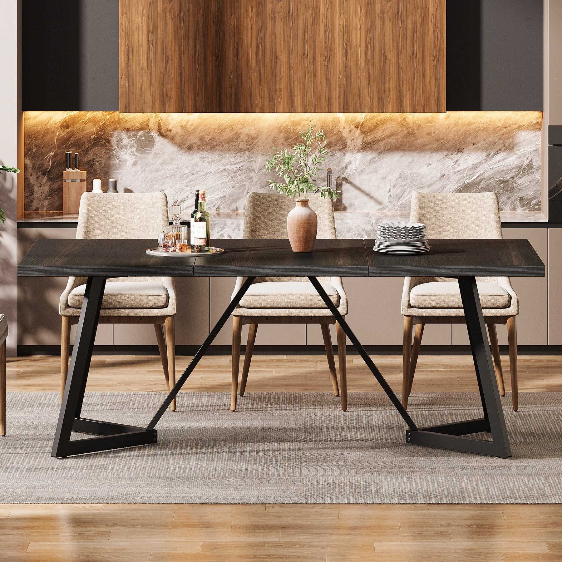 Tribesigns Mesa de comedor de 180 cm, Mesa de cocina rectangular moderna para 6-8 personas