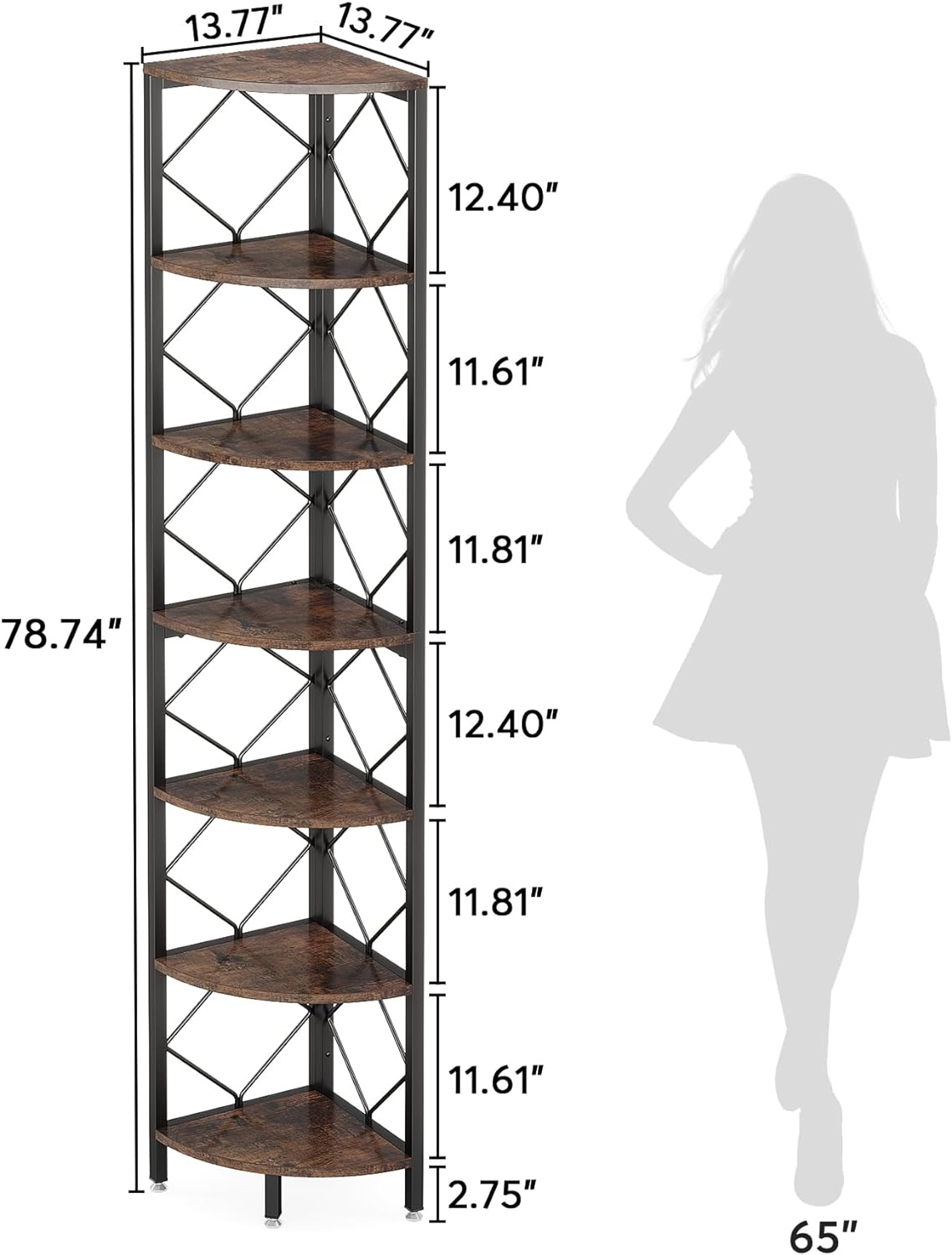 Tribesigns Estante esquinero de 7 Niveles, estantería esquinera Extra Alta de 200 CM