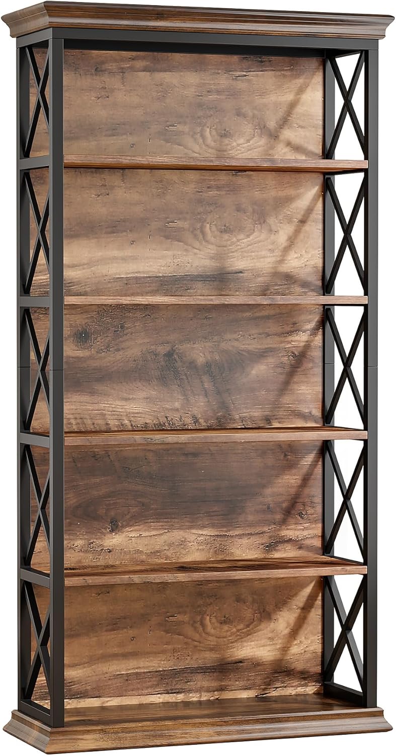 Tribesigns Estantería de madera de 180 cm con 5 niveles y marco de metal