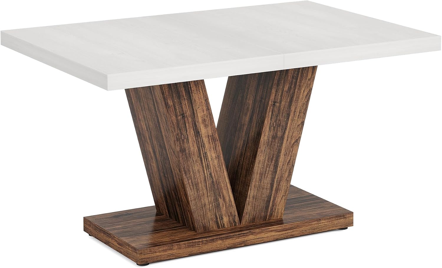 Tribesigns Mesa de comedor rústica, Mesa de cocina de madera blanca estilo granja