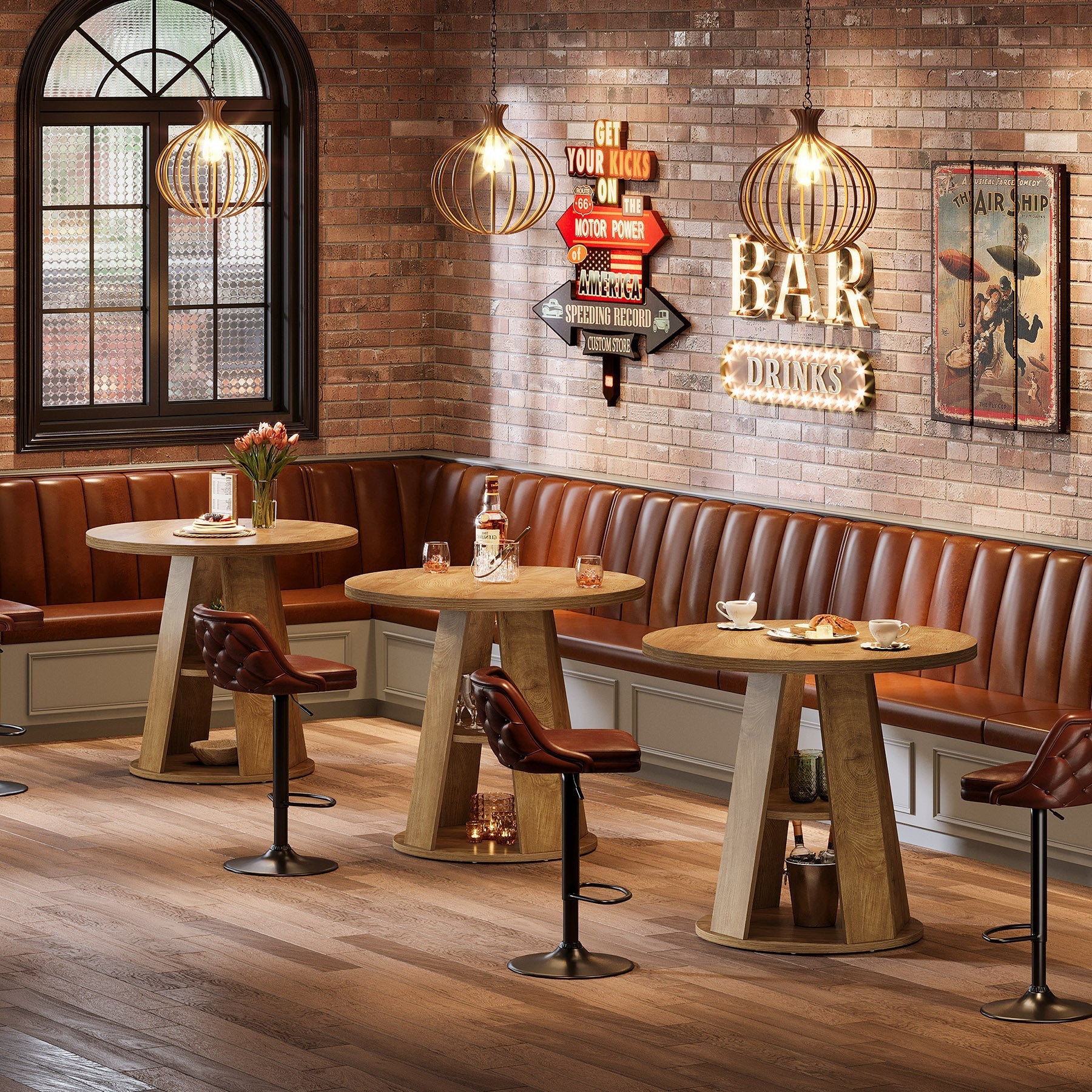 Tribesigns Mesa de comedor redonda de 80 cm para 2-4 personas, Mesa de cocina pequeña