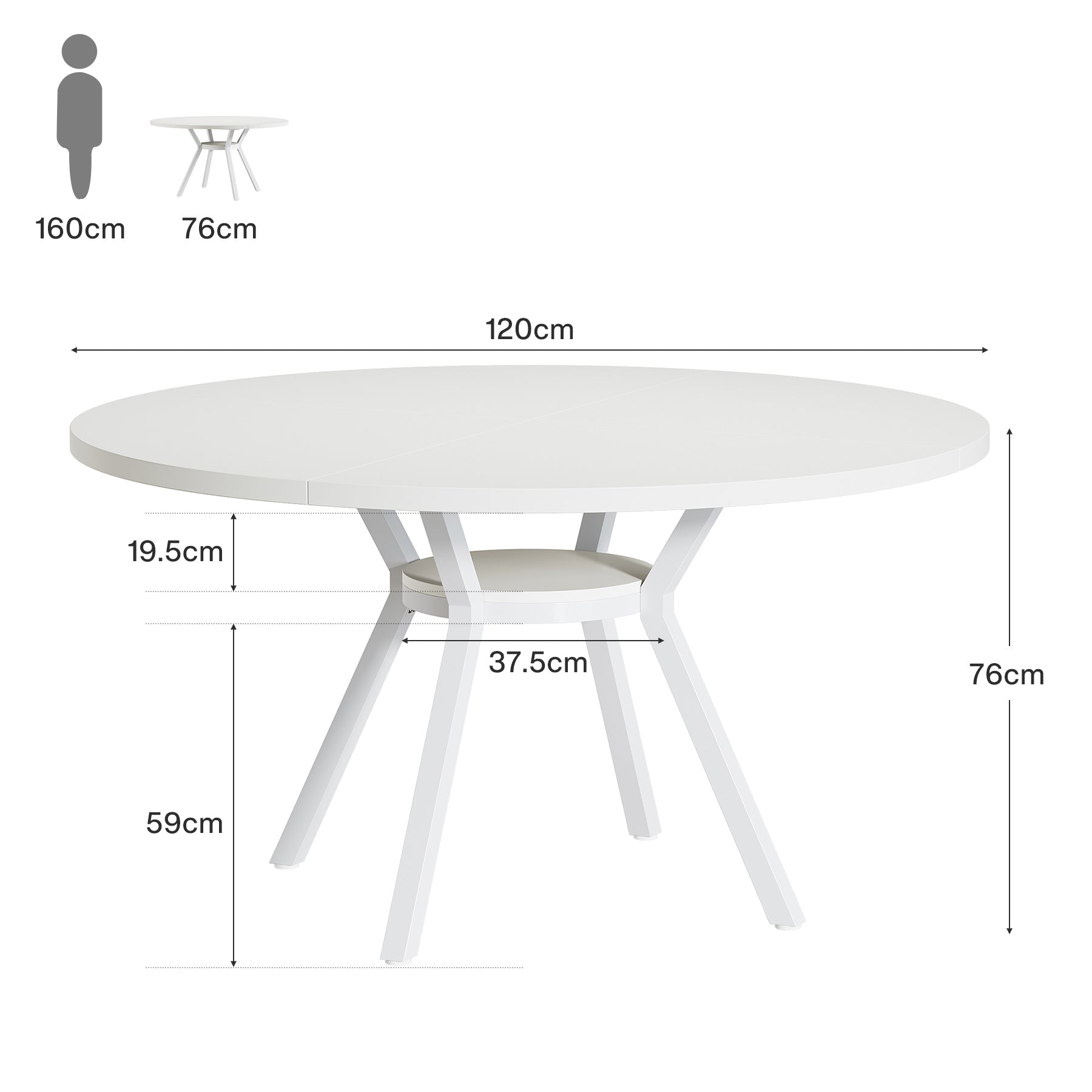 Tribesigns Mesa de comedor redonda, Mesa de comedor de cocina moderna de 120 cm para 4 personas