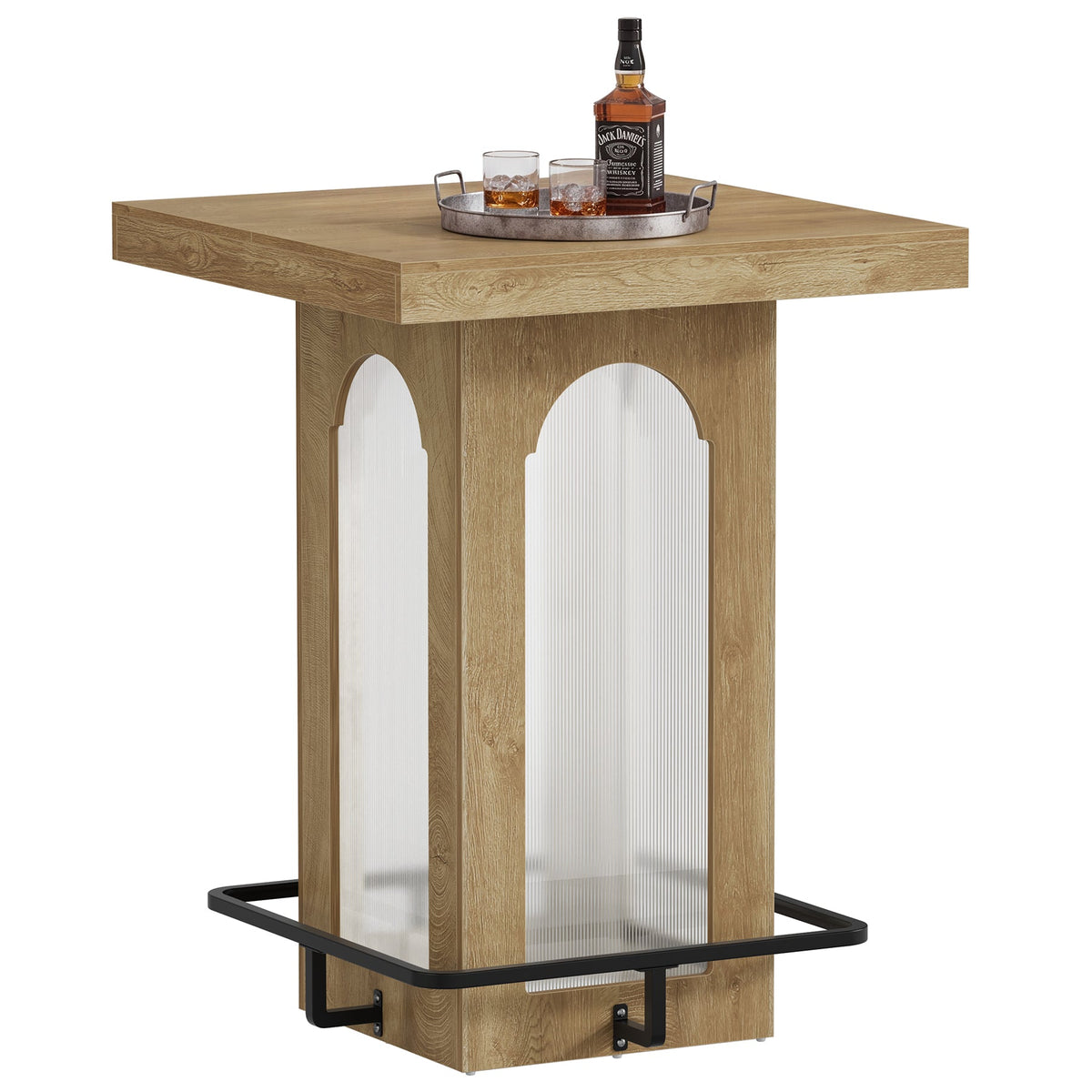 Tribesigns Mesa de bar de 80 cm con iluminación RGB, Mesa alta cuadrada