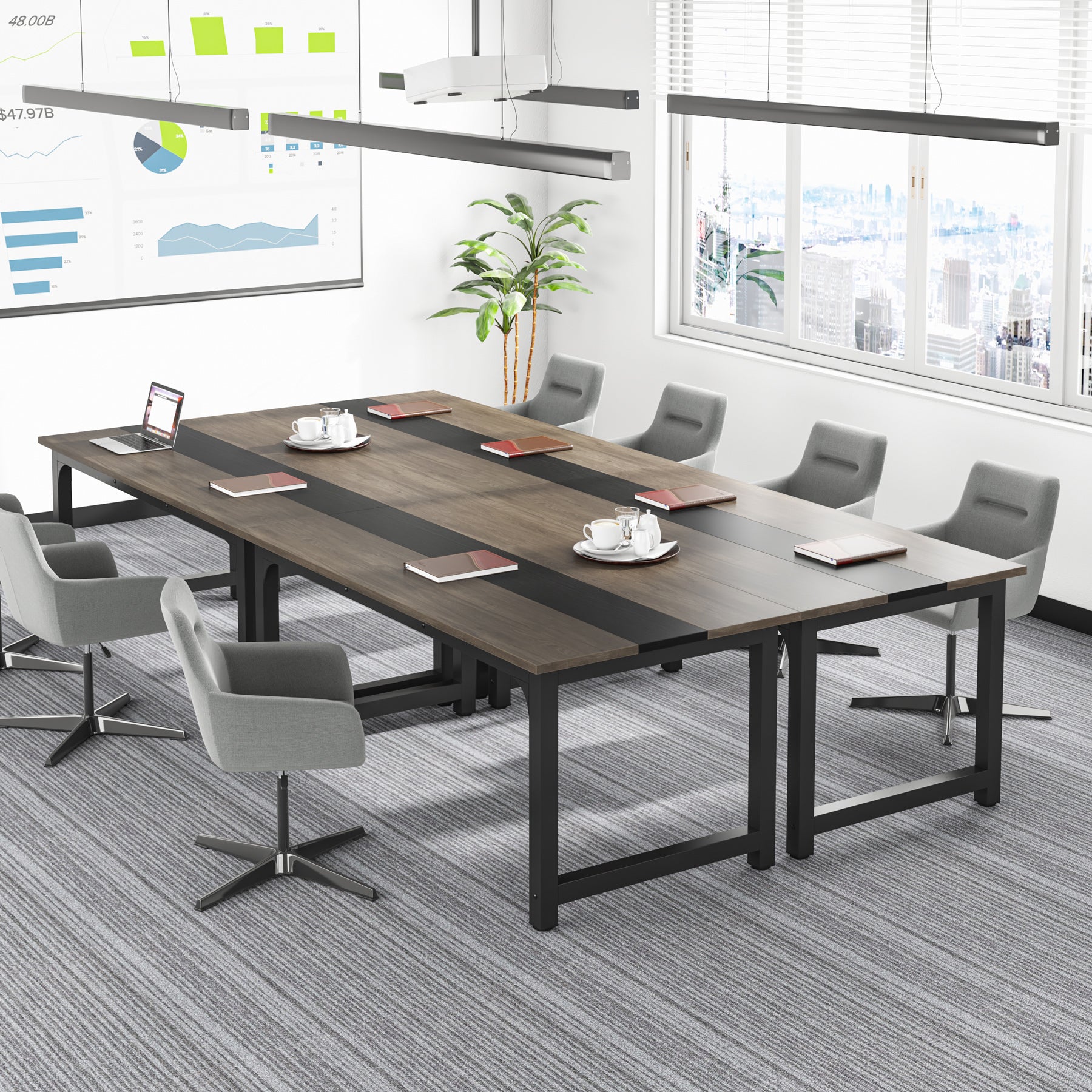 Tribesigns Escritorio de oficina en casa, Escritorio de madera y metal Escritorio de computadora