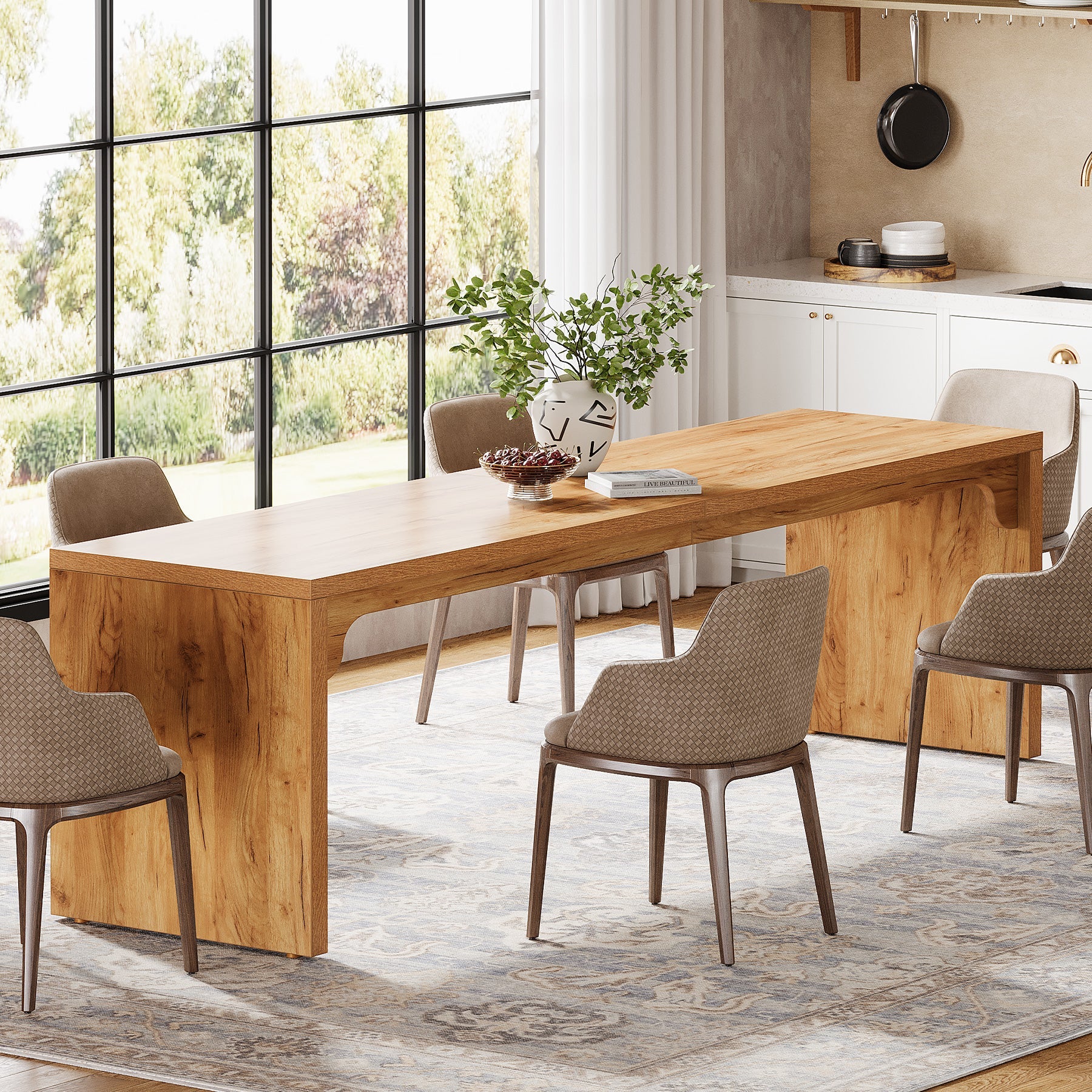 Tribesigns Mesa de comedor de 180 cm, Mesa de comedor de cocina moderna con base resistente