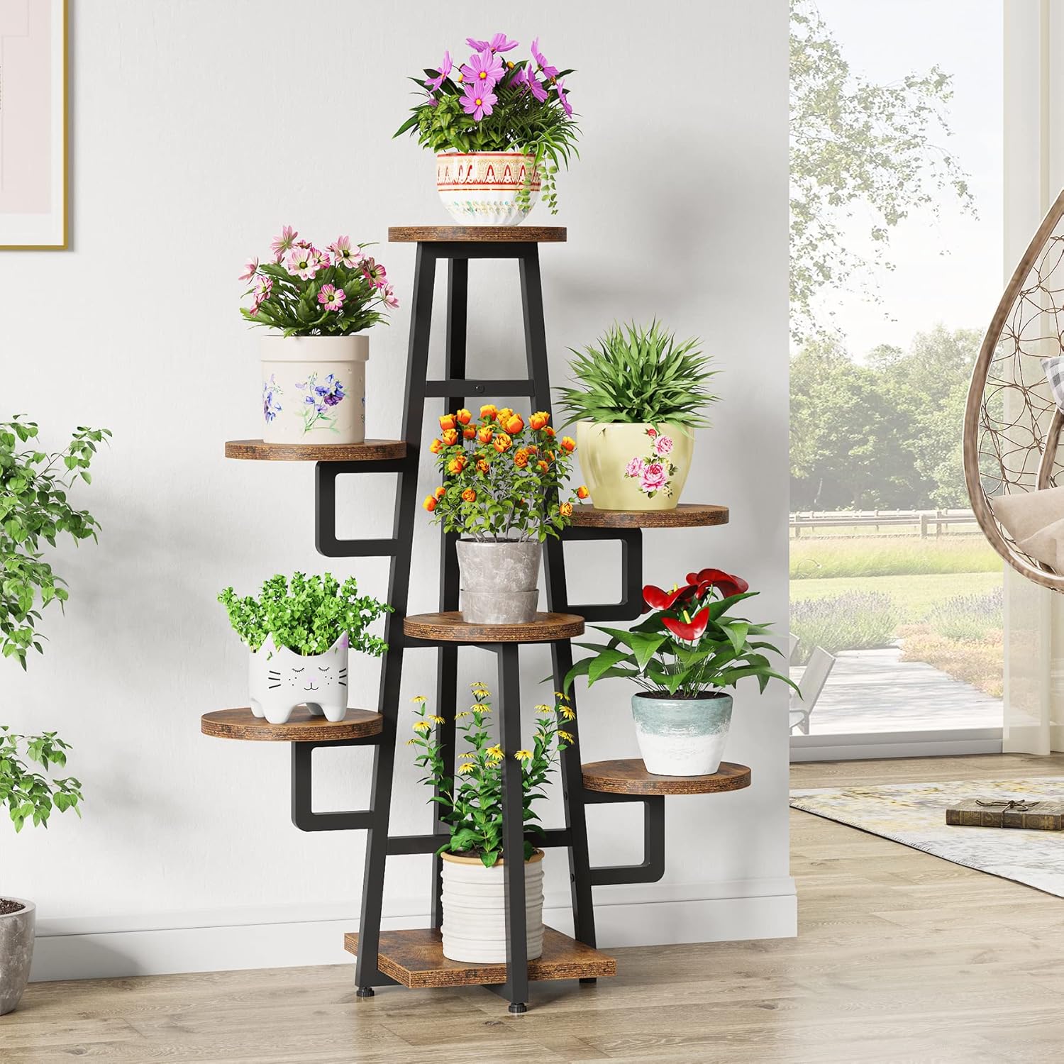 Tribesigns Estante para plantas de interior de 7 niveles, Estante grande para varias plantas