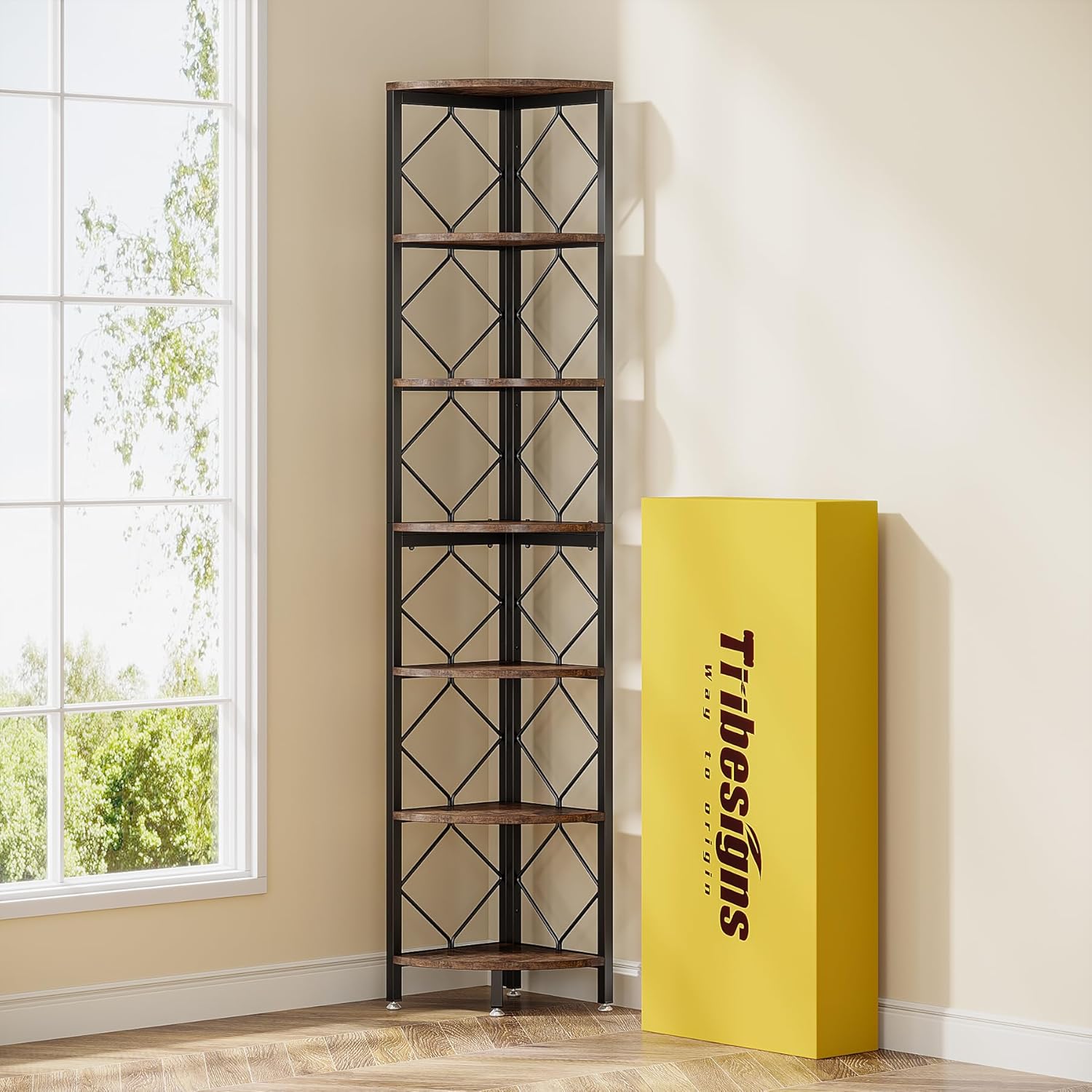Tribesigns Estante esquinero de 7 Niveles, estantería esquinera Extra Alta de 200 CM