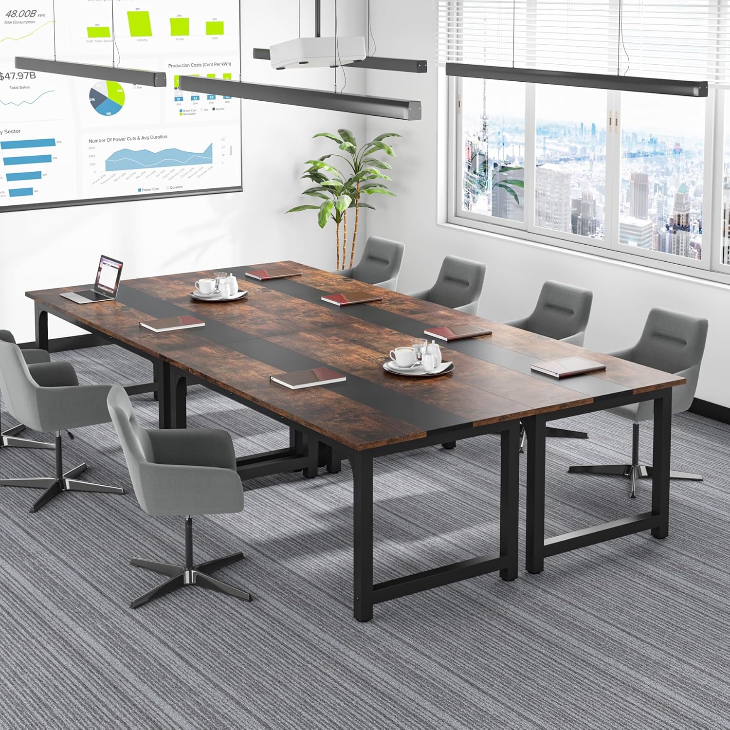 Tribesigns Escritorio de oficina en casa, Escritorio de madera y metal Escritorio de computadora