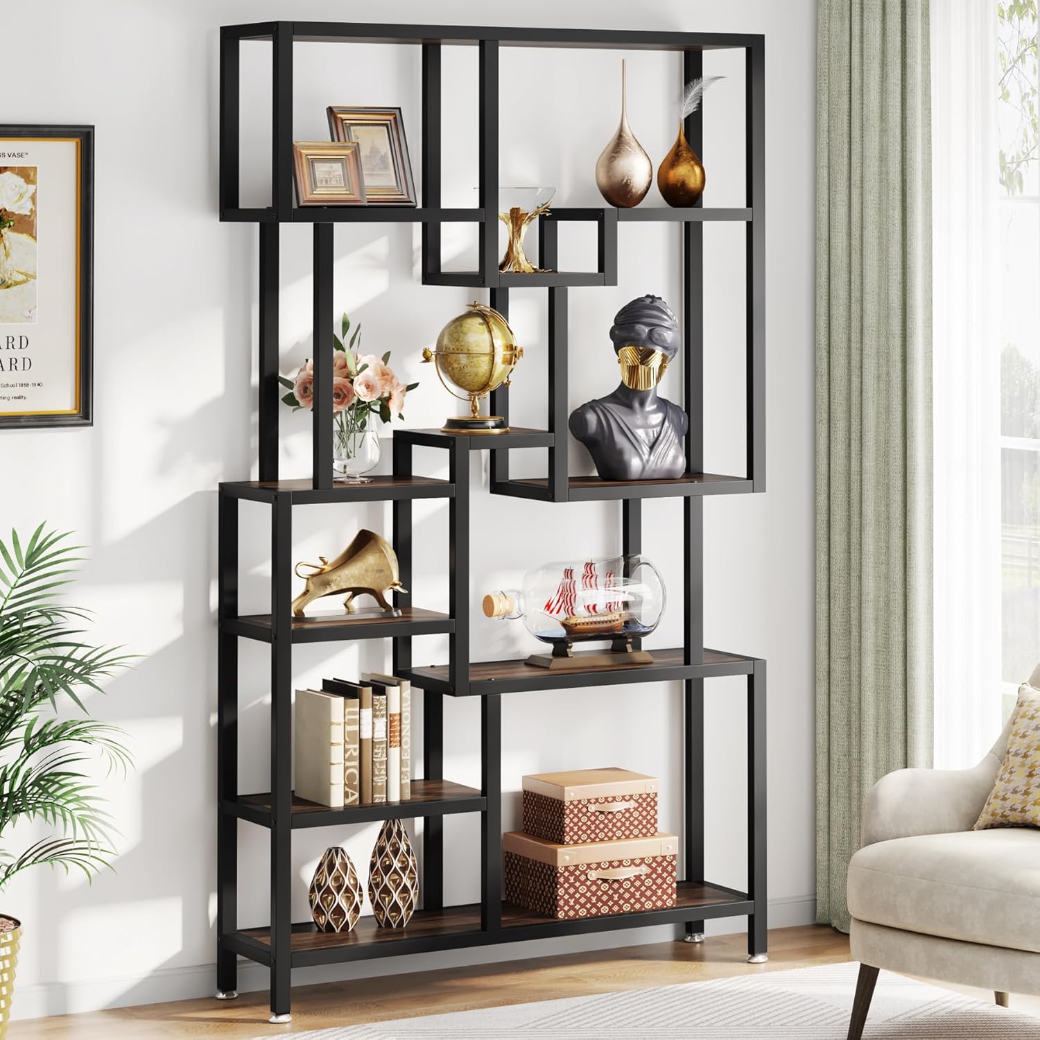 Tribesigns Estantería de 7 niveles, Estantería industrial Estantes altos de madera