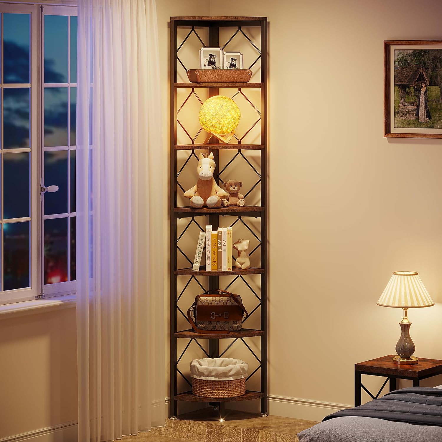 Tribesigns Estante esquinero de 7 Niveles, estantería esquinera Extra Alta de 200 CM