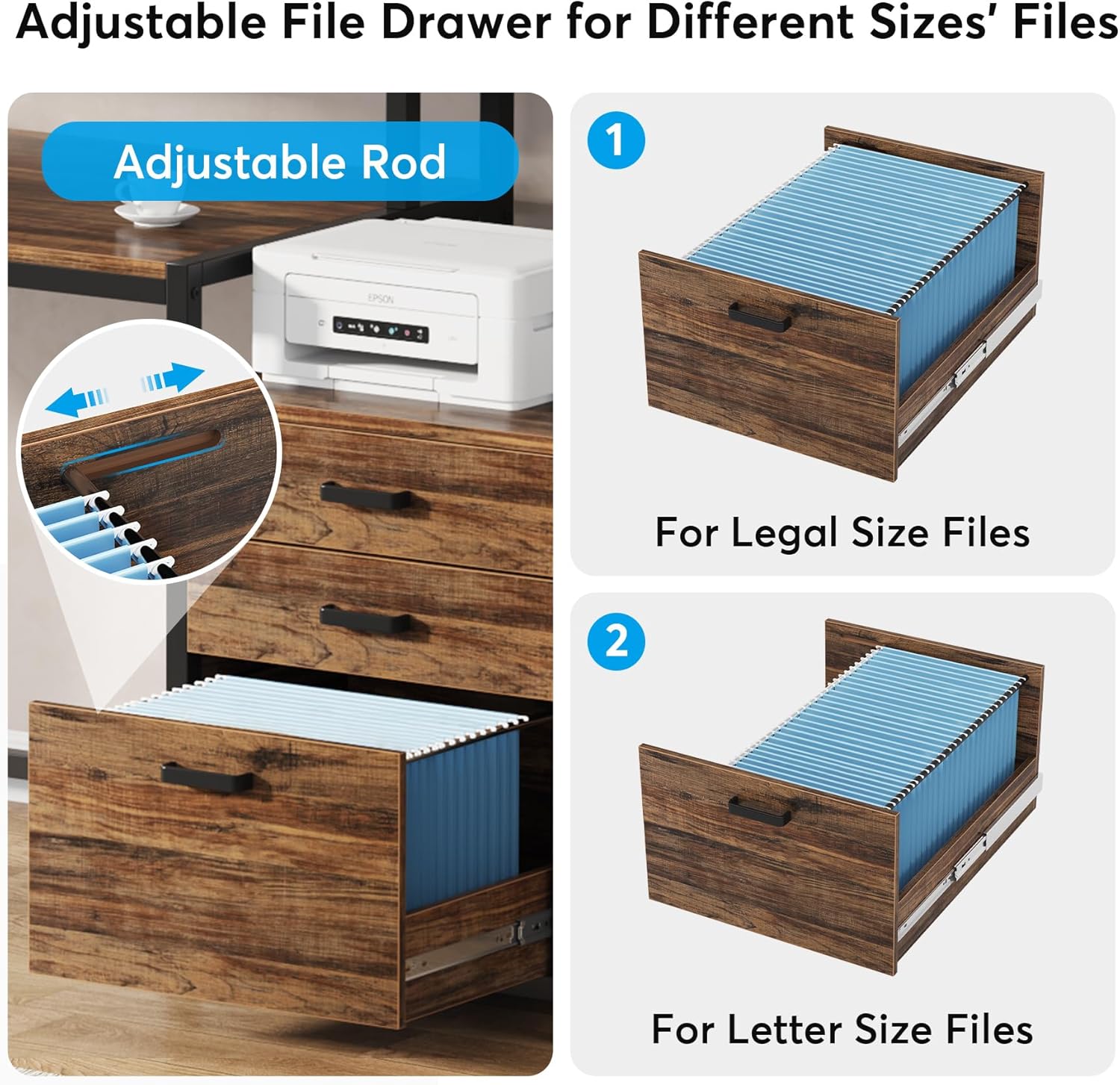 Tribesigns Escritorio con cajones, mesa de ordenador con soporte para monitor