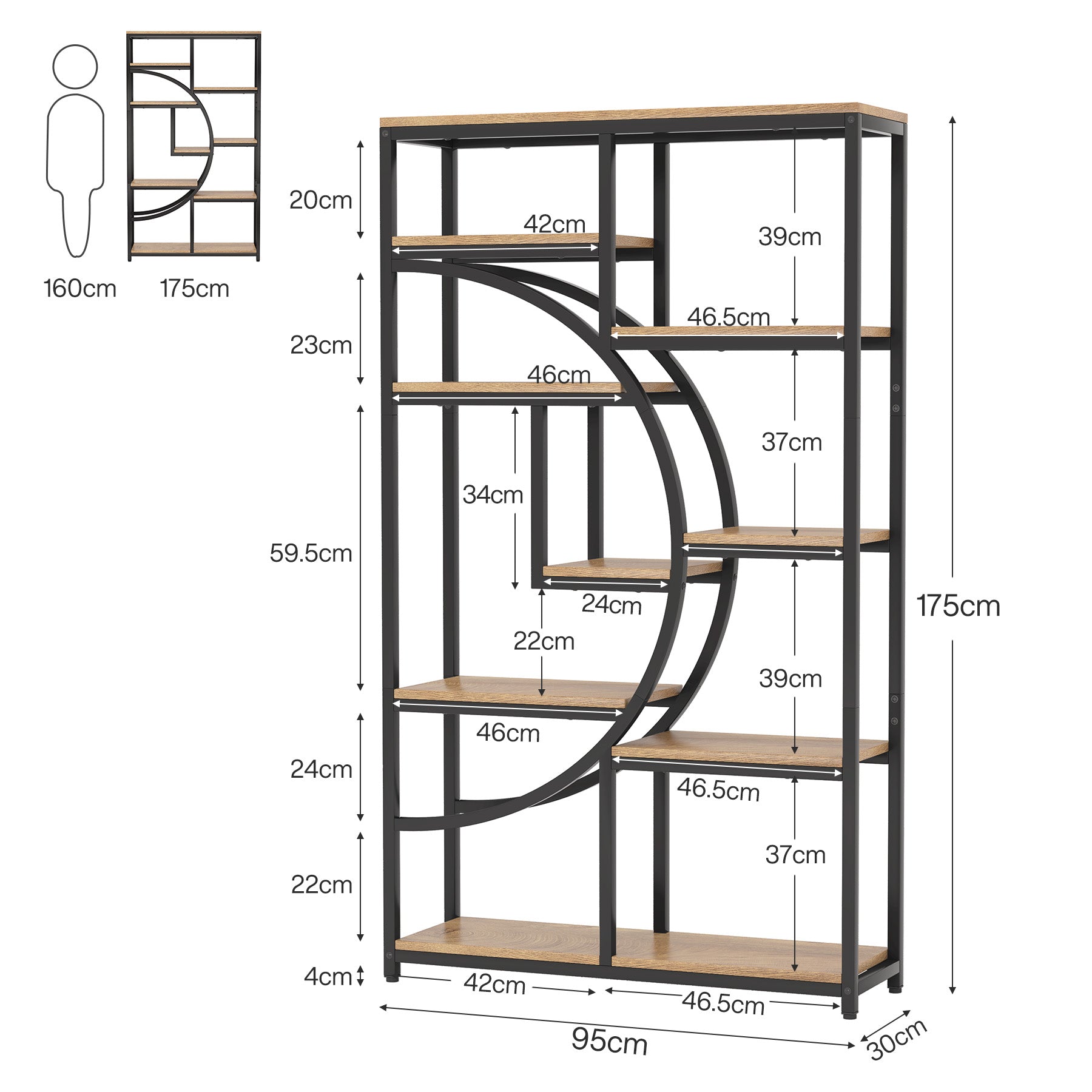 Tribesigns Librería Industrial Etagere de 5 Niveles, estantes Altos Independientes