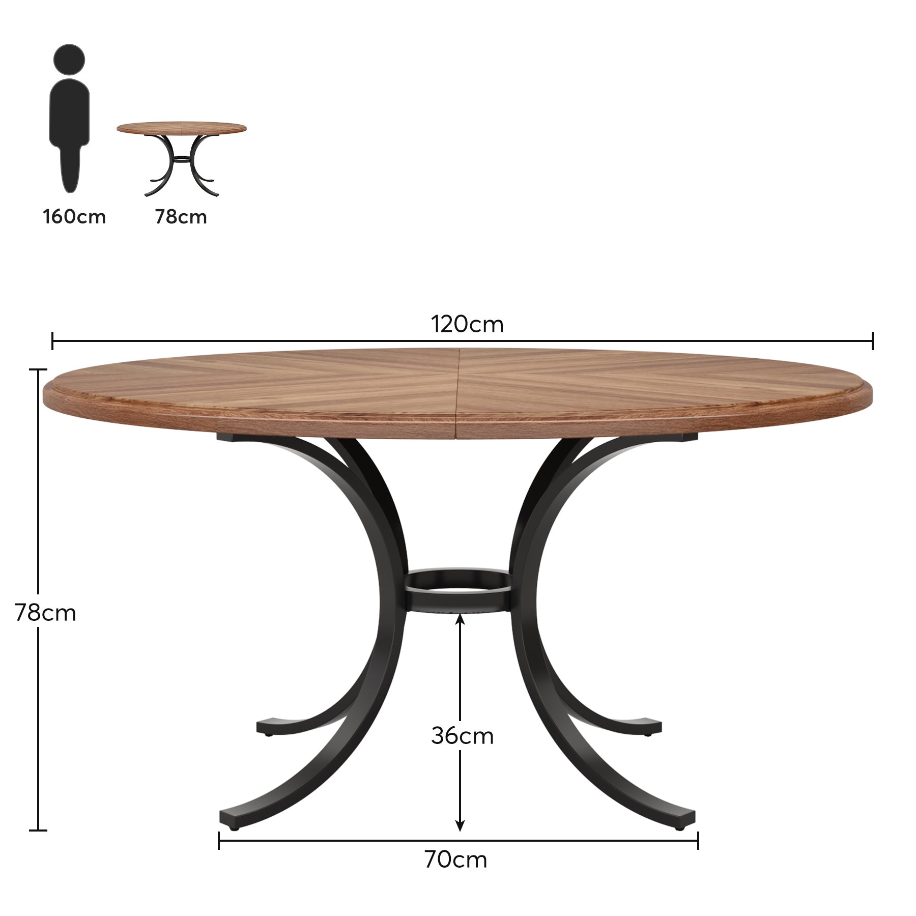 Tribesigns Mesa de Comedor, Mesa de Cocina Redonda Moderna de 120 cm para 4-6 Personas