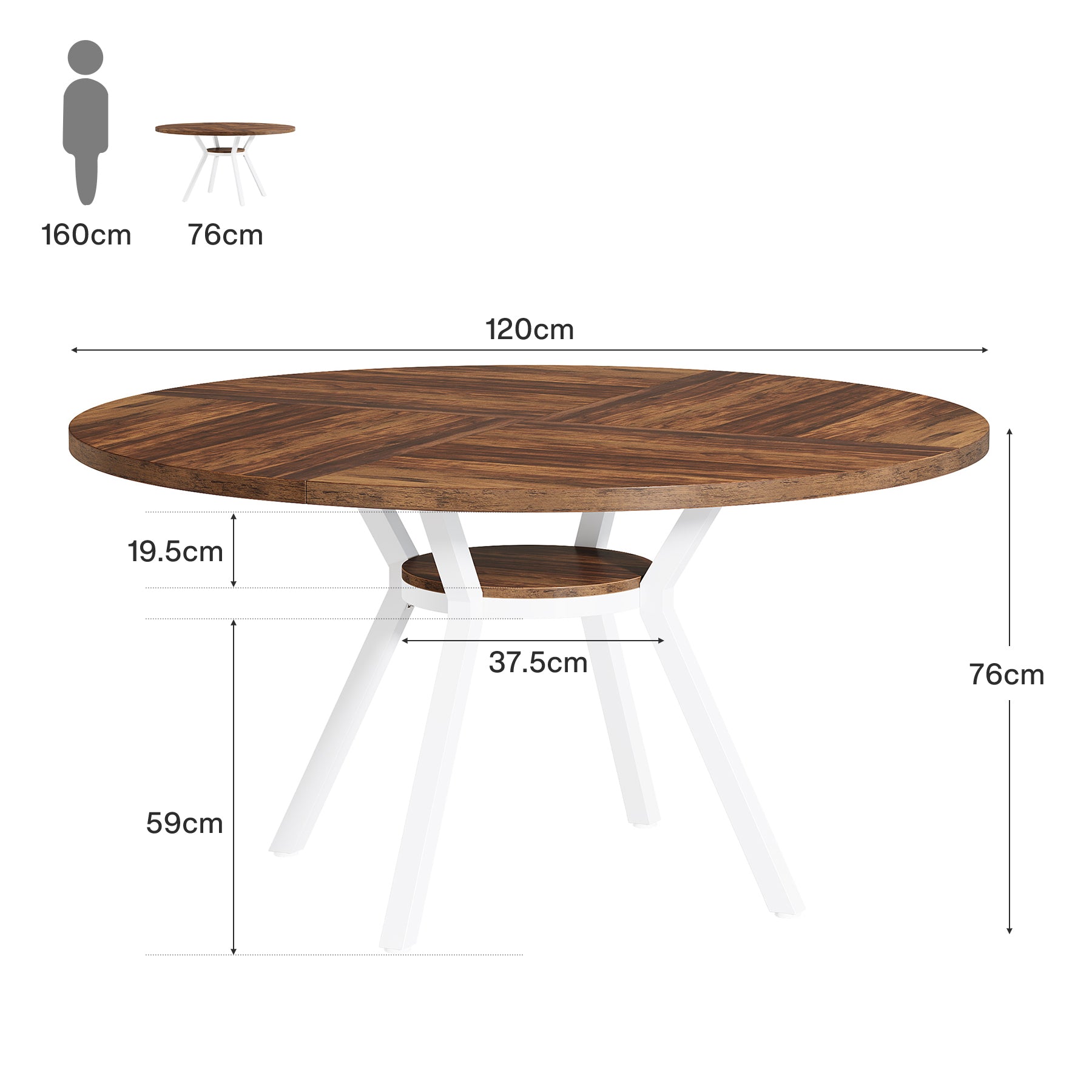 Tribesigns Mesa de comedor redonda, Mesa de comedor de cocina moderna de 120 cm para 4 personas