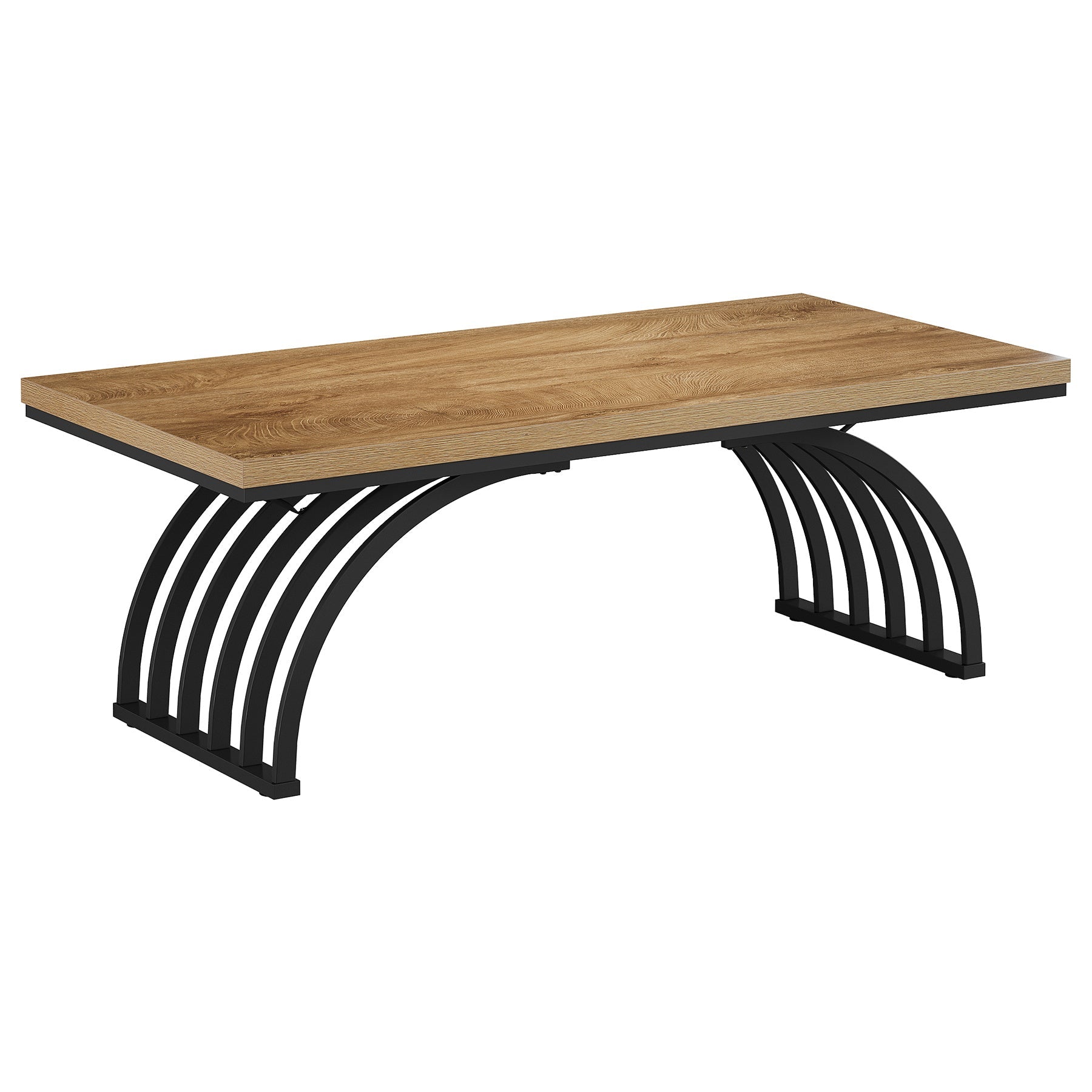 Tribesigns Mesa de centro de 120 cm, Mesa de centro industrial con patas metálicas Mesa auxiliar moderna de madera