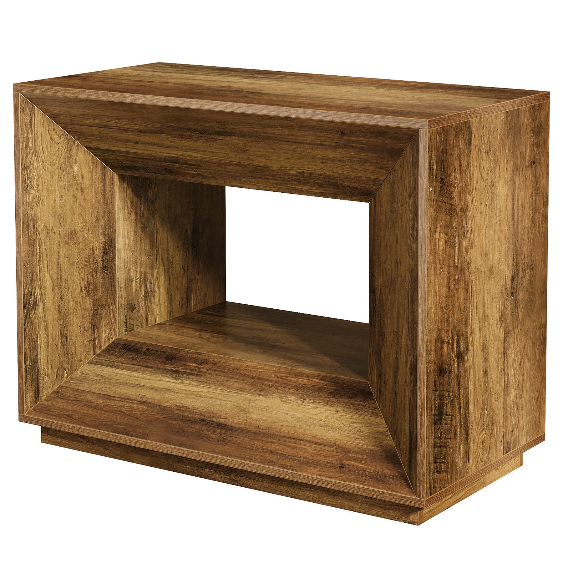 90 cm großer Side-Table im Vintage-Design fürs Schlafzimmer,Nachttisch mit Unterschrank