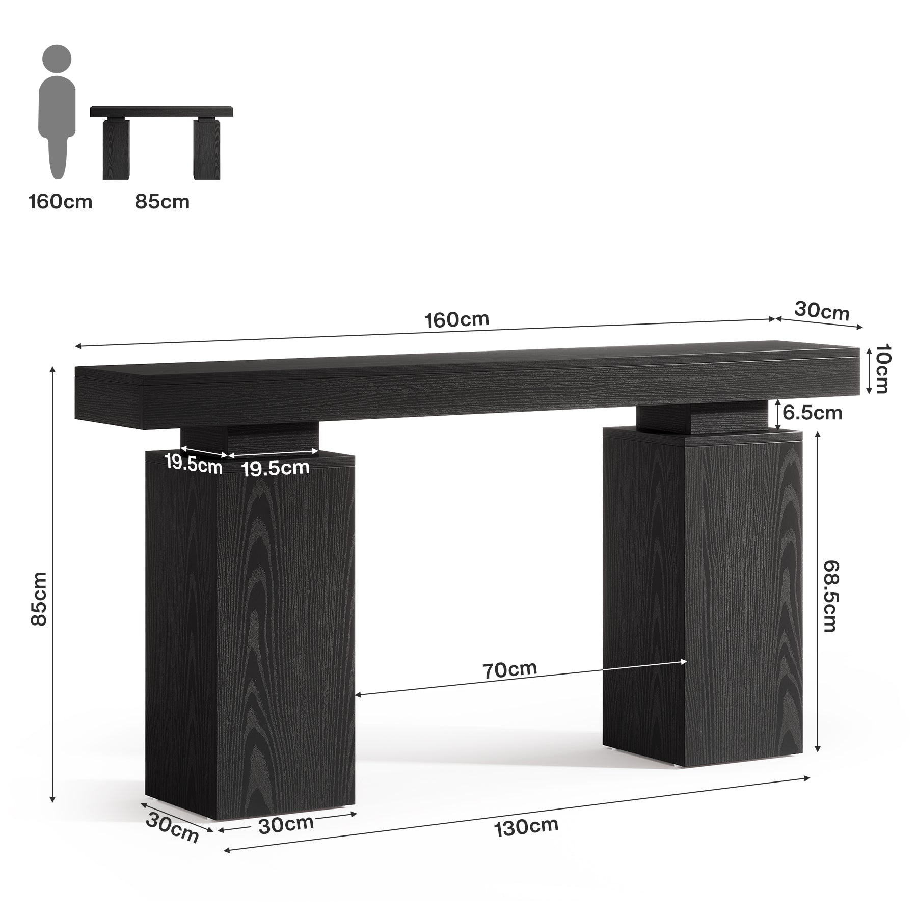 Tribesigns Consola de 160 cm, Mesa de entrada rústica con aspecto de madera para salón y recibidor