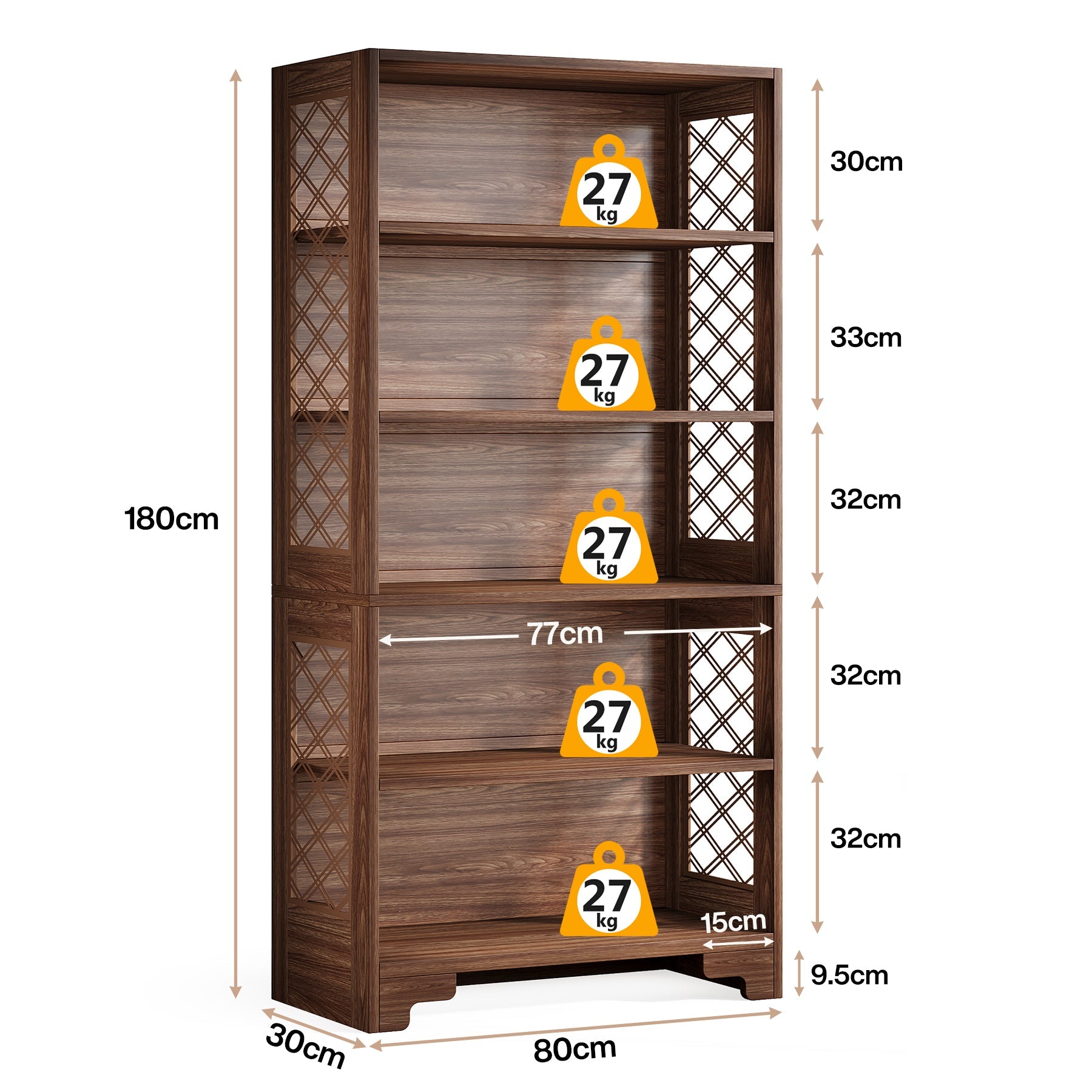 Tribesigns Estantería de 6 niveles, Estantería vintage de 70,8" con estantes de exhibición de pie