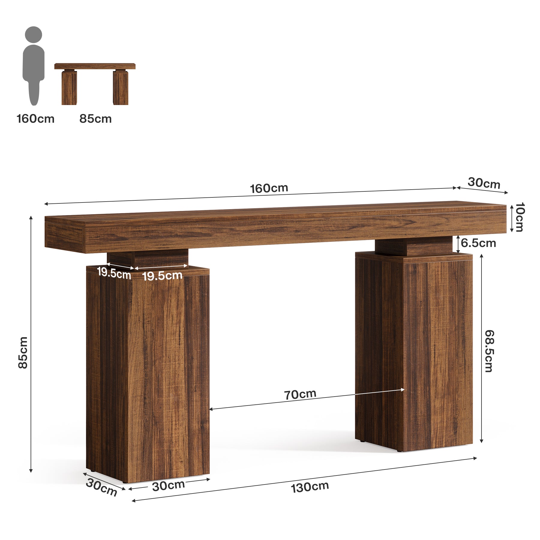 Tribesigns Consola de 160 cm, Mesa de entrada rústica con aspecto de madera para salón y recibidor