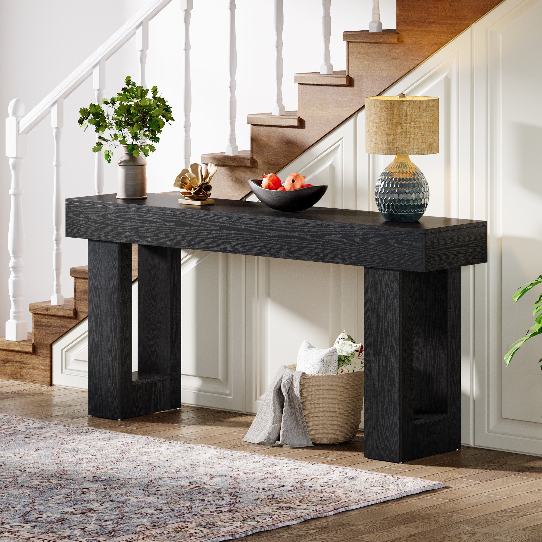 Tribesigns Mesa consola de 160 cm de madera, Mesa de centro rectangular para detrás del sofá