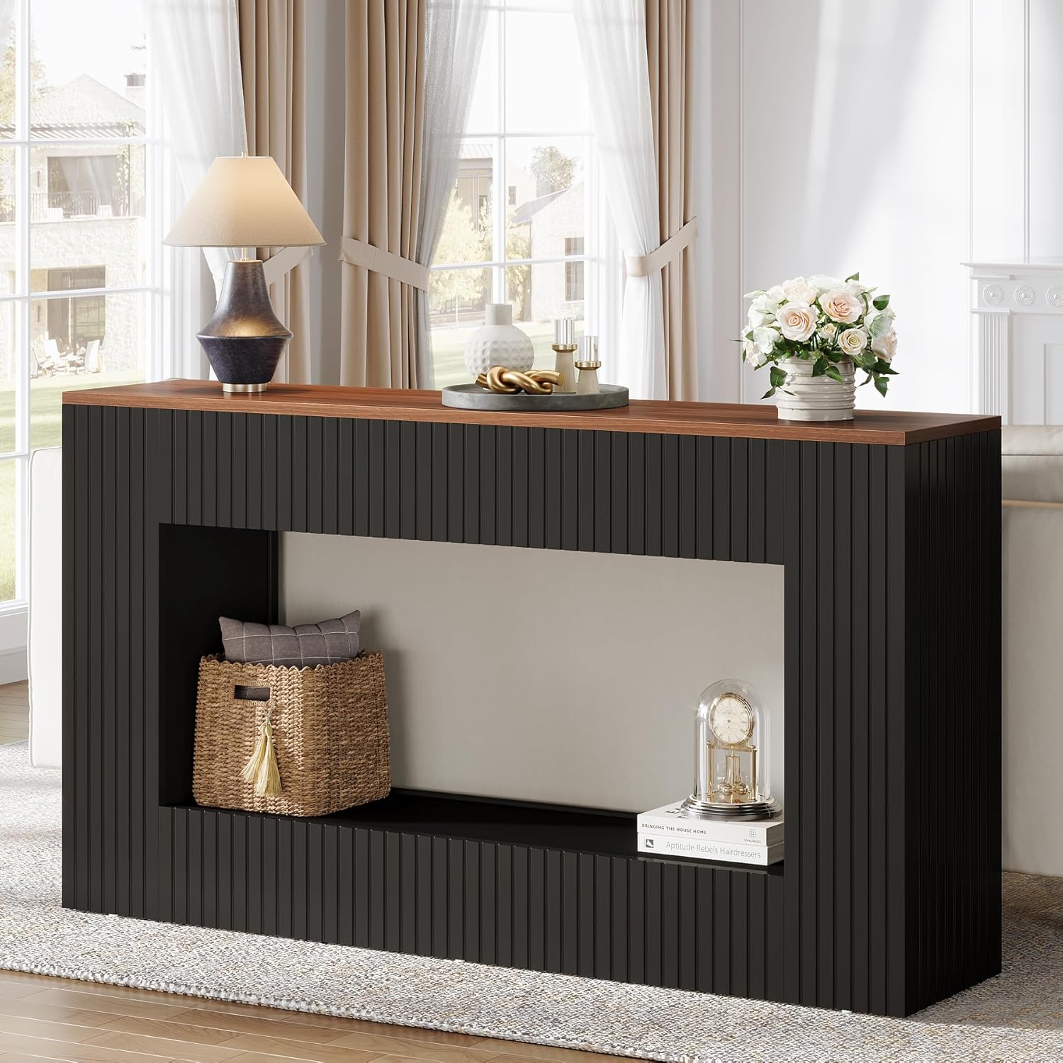 Tribesigns Mesa Consola Moderna, Muebles de Pasillo Mesa de Sofá Estrecha con Almacenamiento