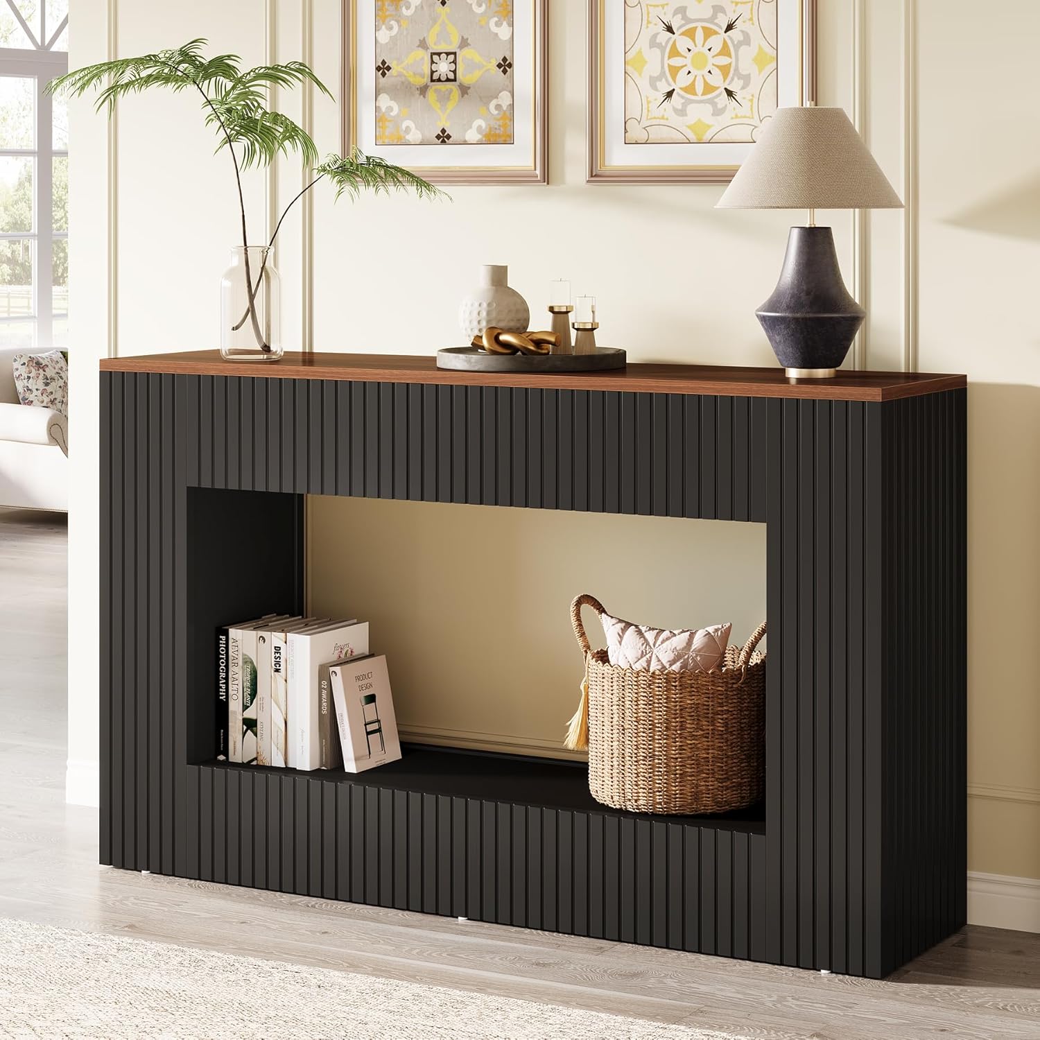 Tribesigns Mesa Consola Moderna, Muebles de Pasillo Mesa de Sofá Estrecha con Almacenamiento