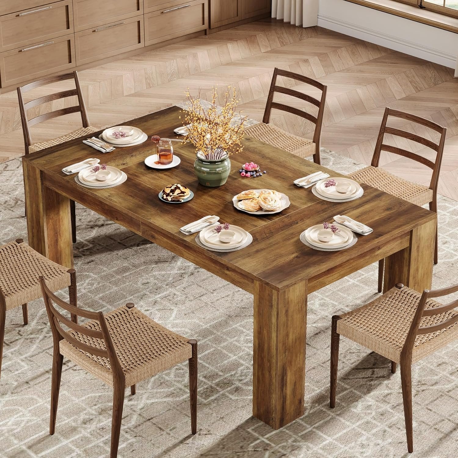 Tribesigns Mesa de comedor rectangular de 63 pulgadas para 4 a 6 personas