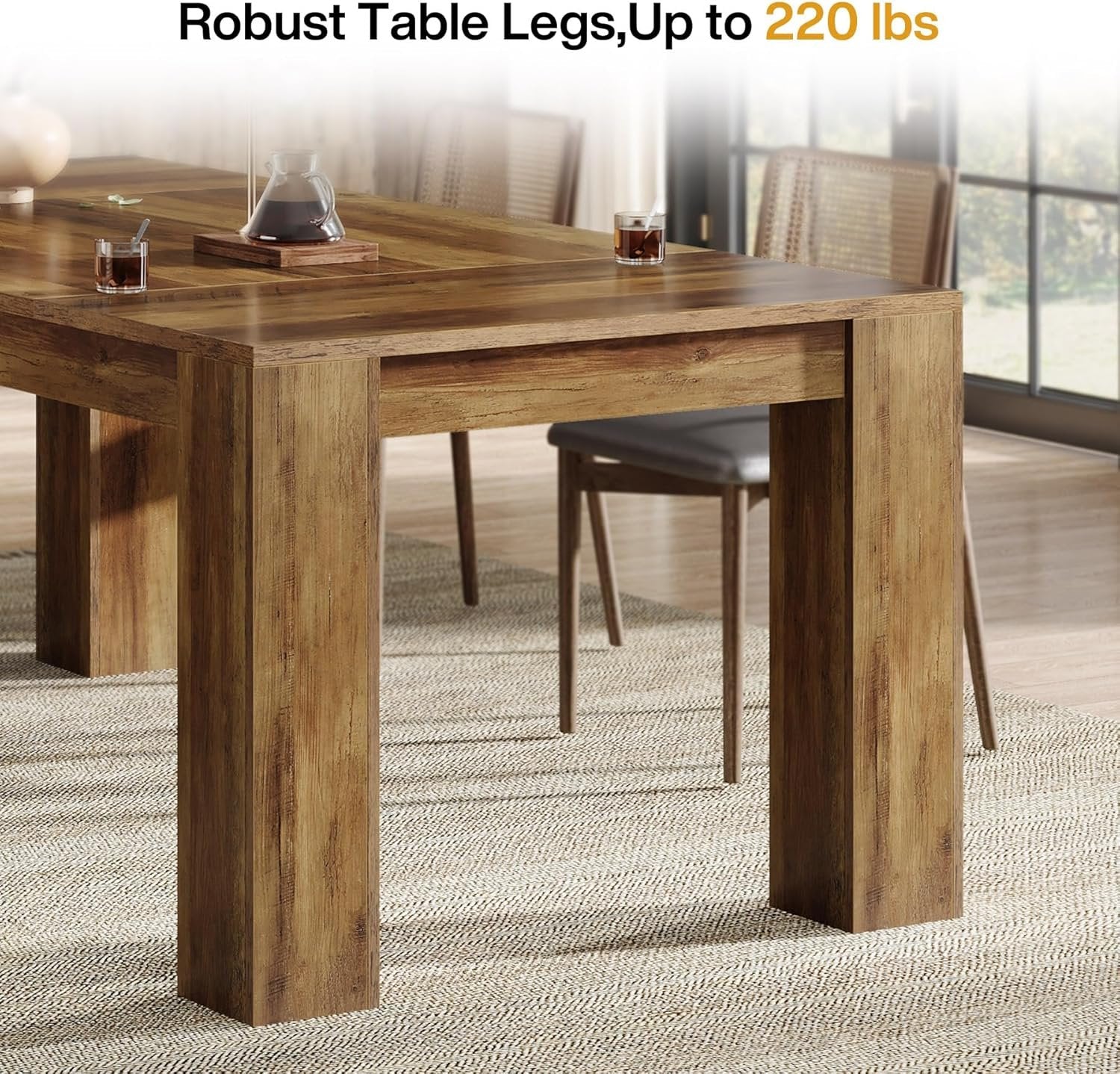 Tribesigns Mesa de comedor rectangular de 63 pulgadas para 4 a 6 personas