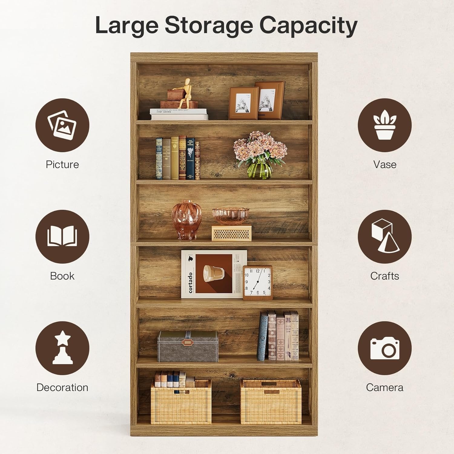 Tribesigns Estantería de 190 cm de altura 7 niveles, Estante de almacenamiento abierto