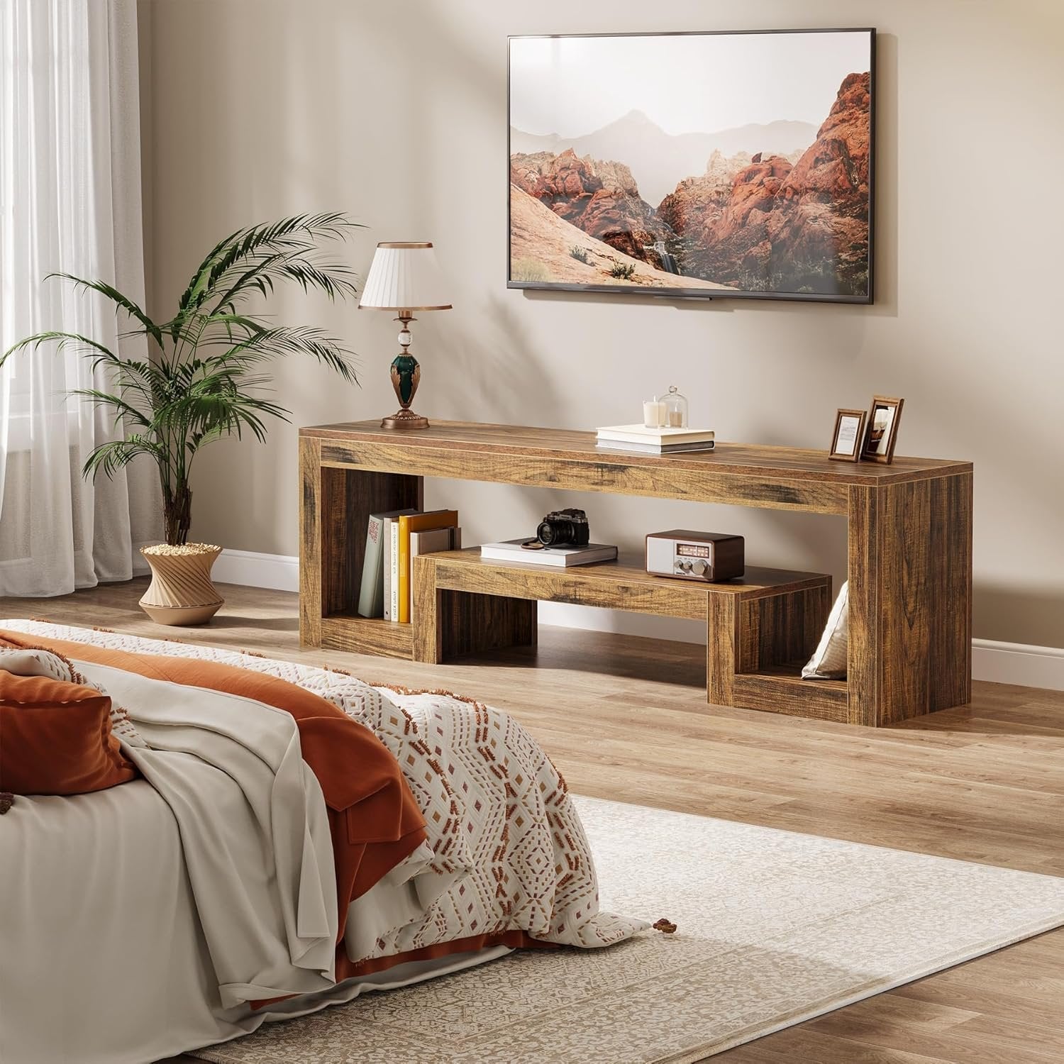 Tribesigns Soporte para TV de 63 pulgadas para televisores de 55/60/65 pulgadas, Centro de entretenimiento estilo granja