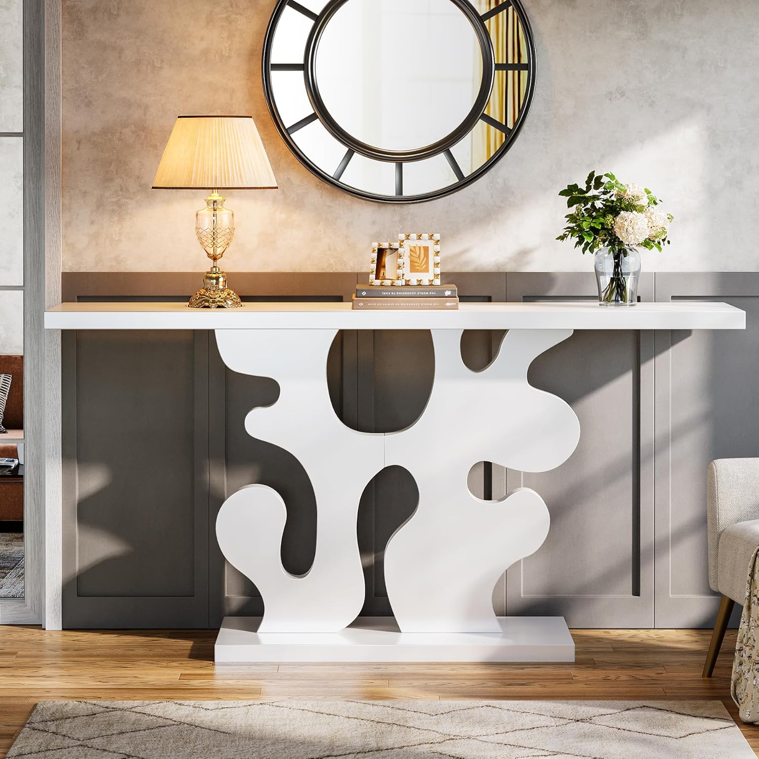 Tribesigns Mesa consola moderna para entrada, Estrecha de madera detrás del sofá para salón