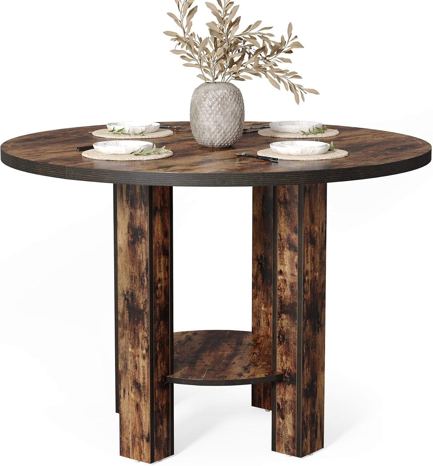 Tribesigns Mesa de comedor redonda para 4 personas, 100 x 75 cm, Mesa de cocina de madera