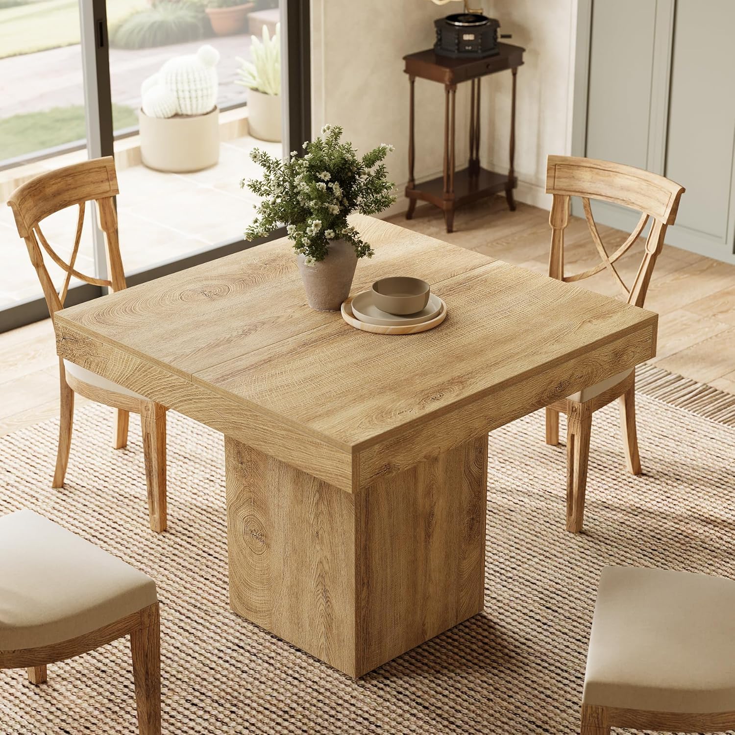 Tribesigns Mesa Comedor de 100 cm, Mesa Cocina Cuadrada para 4 Personas para Comedor