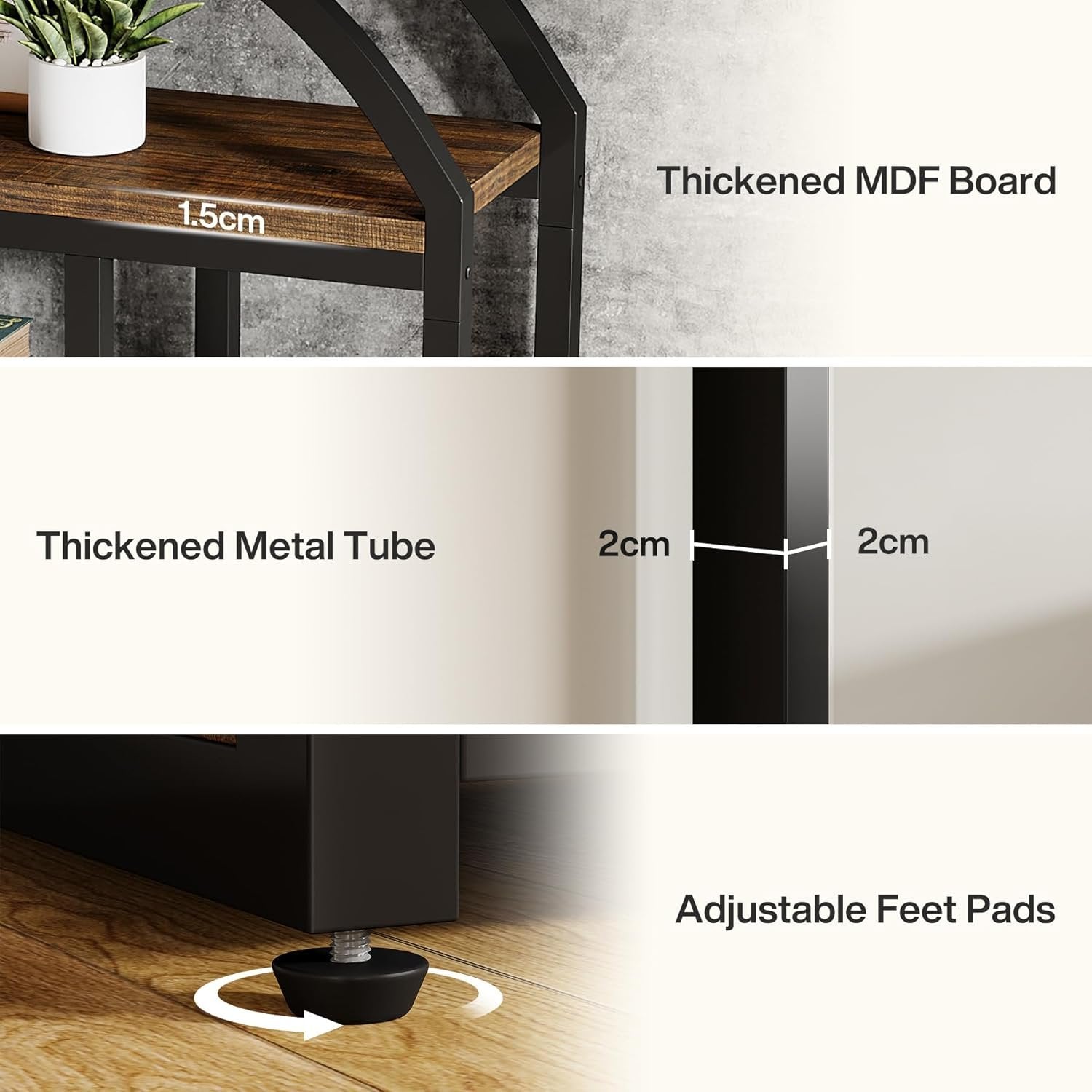 Tribesigns Librería de estilo industrial de 180 cm, Estantería independiente de 7 niveles con estructura de metal