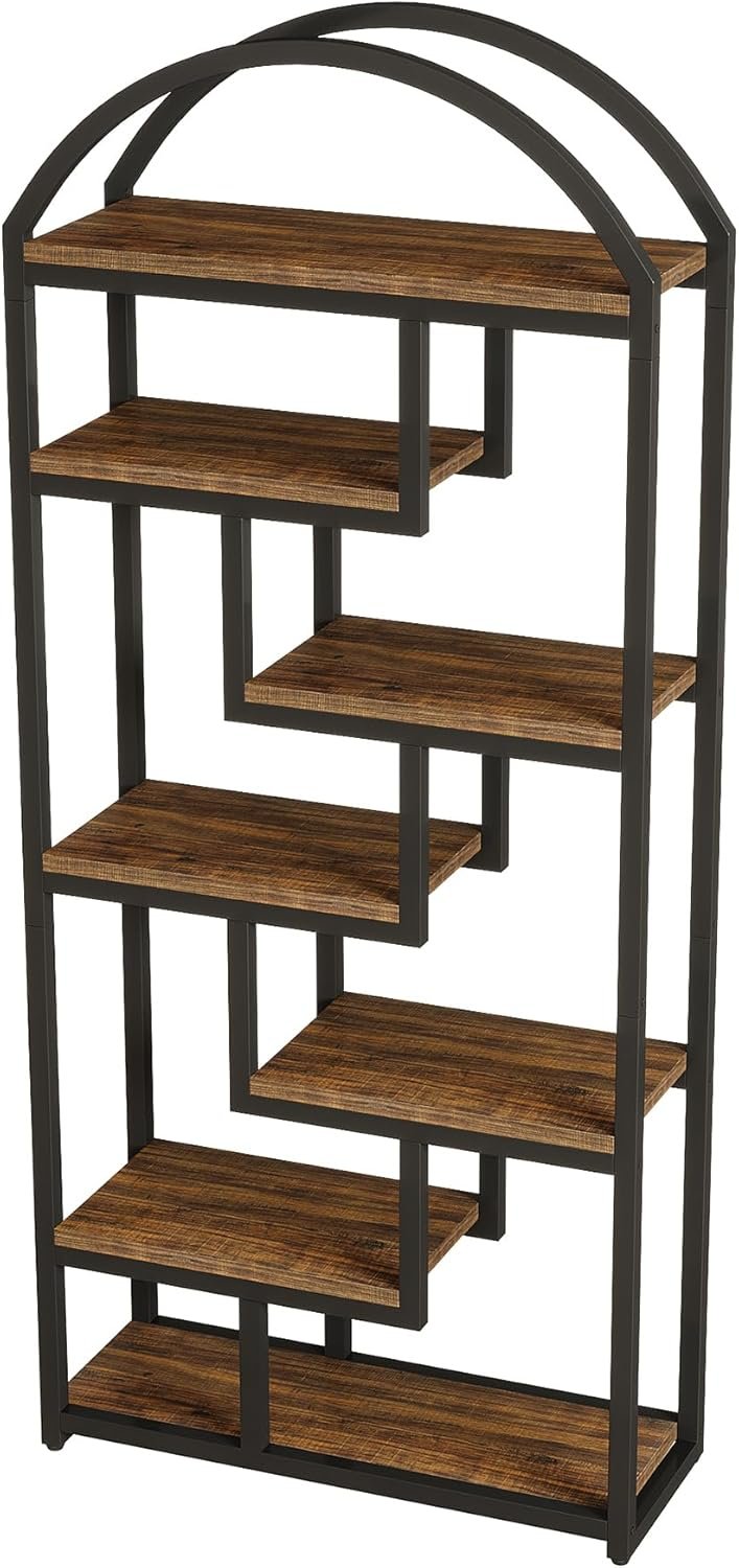 Tribesigns Librería de estilo industrial de 180 cm, Estantería independiente de 7 niveles con estructura de metal