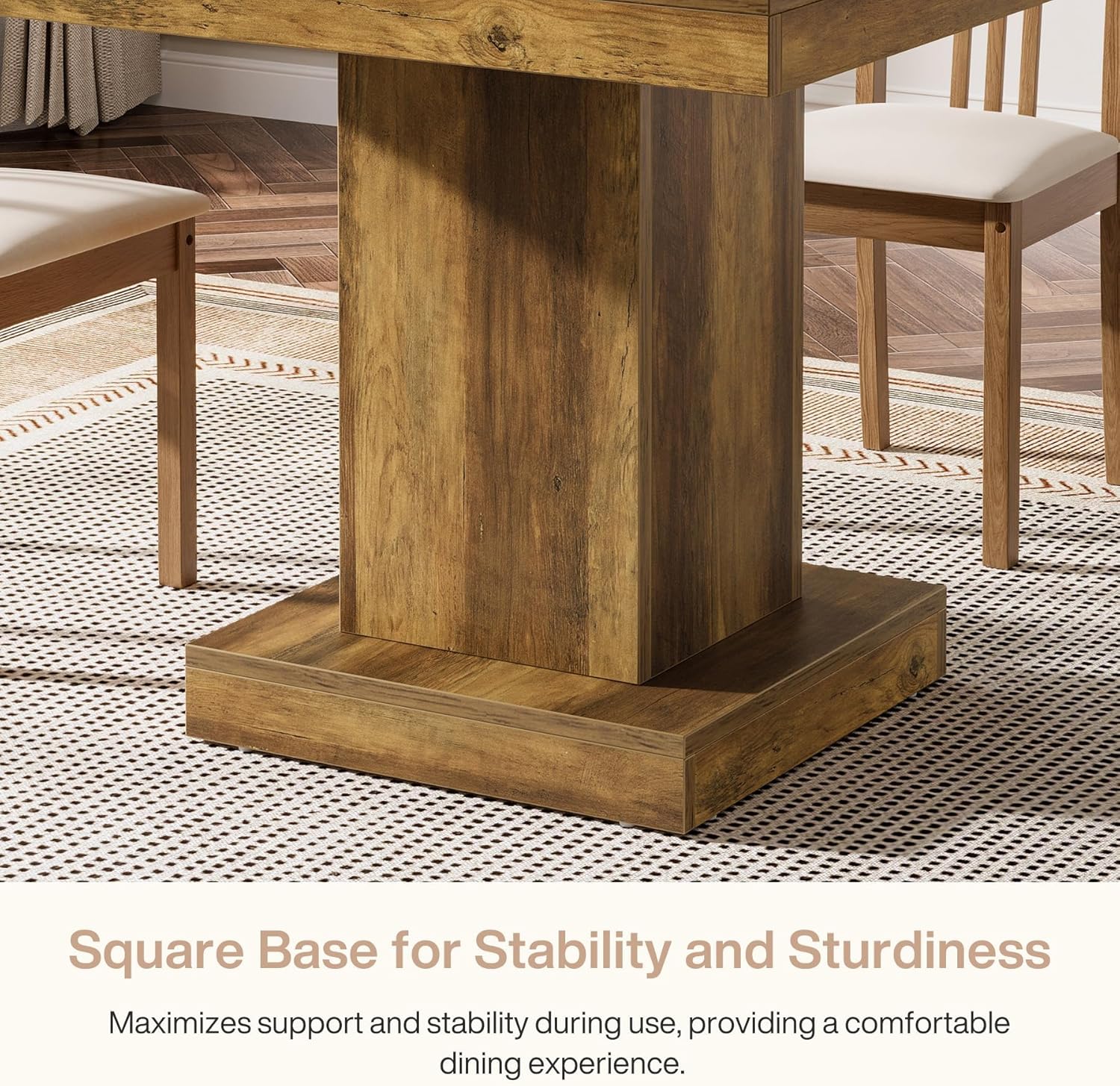 Tribesigns Mesa de comedor cuadrada para 4, Mesa de cocina de granja con base de pedestal resistente