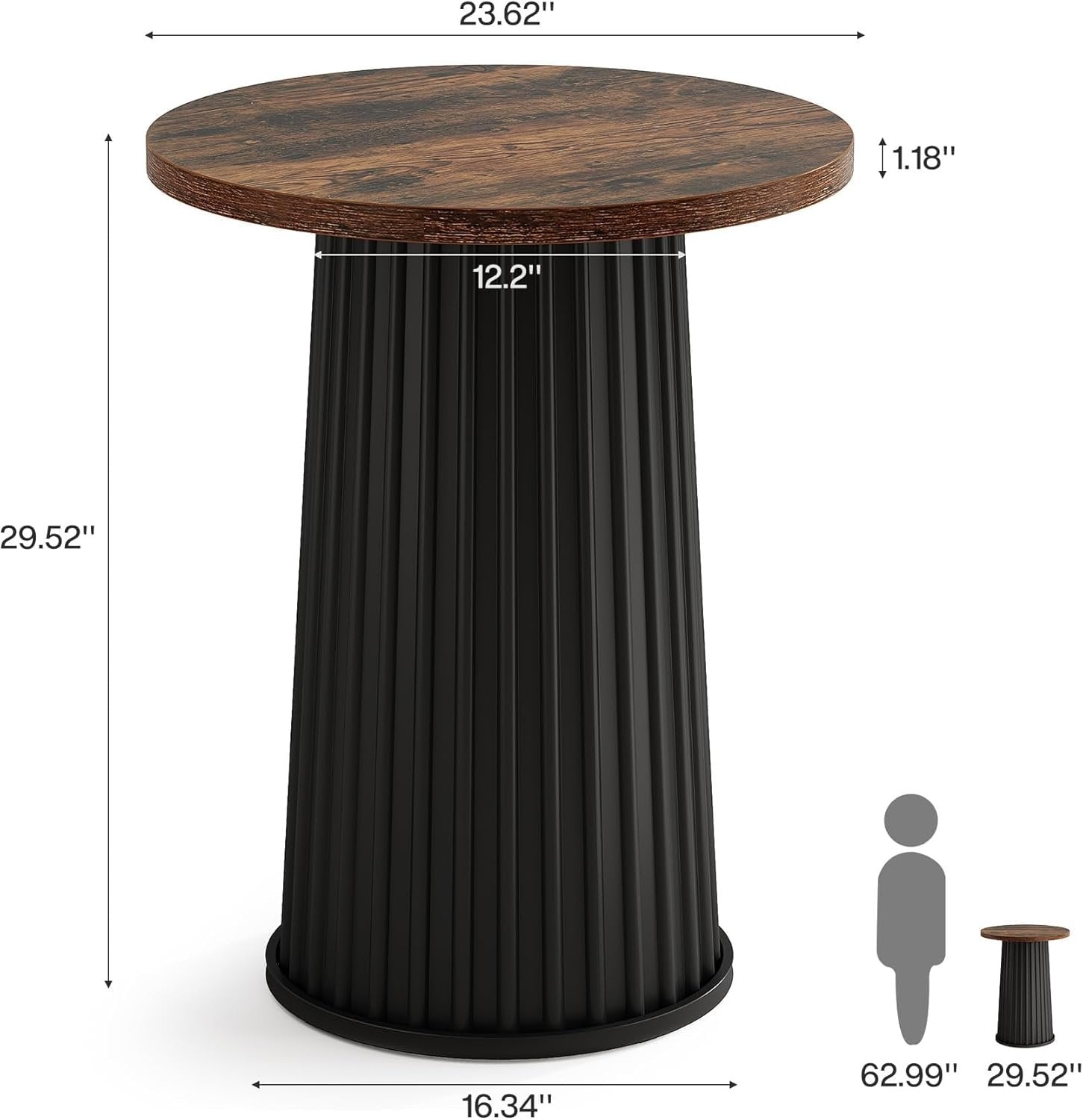Tribesigns Mesa de comedor redonda de 60 cm moderna y redonda con base de metal para espacios pequeños