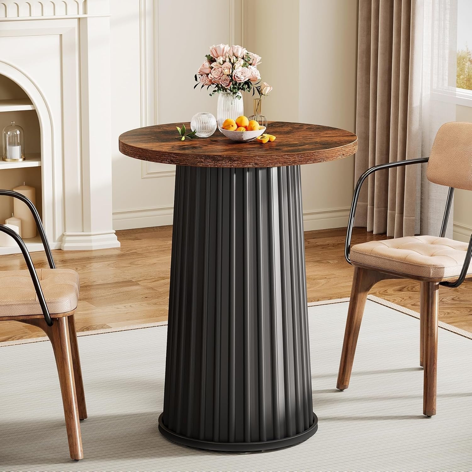 Tribesigns Mesa de comedor redonda de 60 cm moderna y redonda con base de metal para espacios pequeños