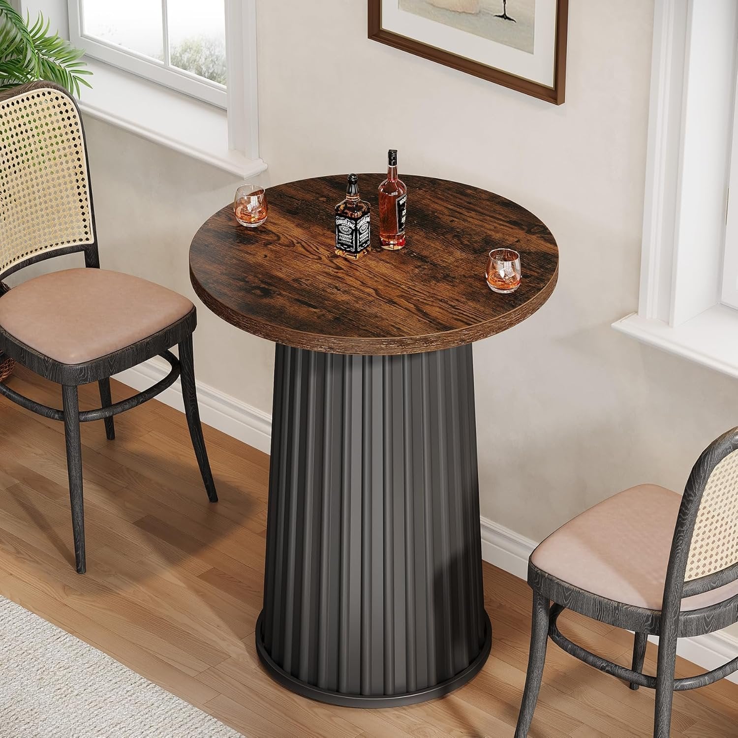 Tribesigns Mesa de comedor redonda de 60 cm moderna y redonda con base de metal para espacios pequeños