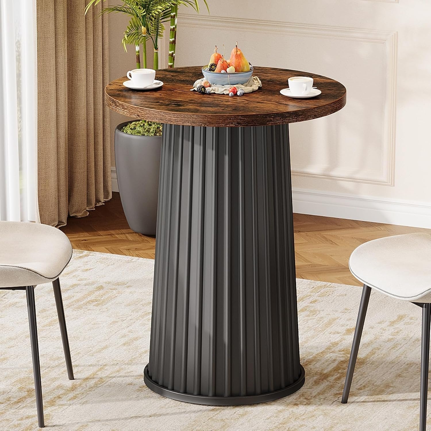 Tribesigns Mesa de comedor redonda de 60 cm moderna y redonda con base de metal para espacios pequeños