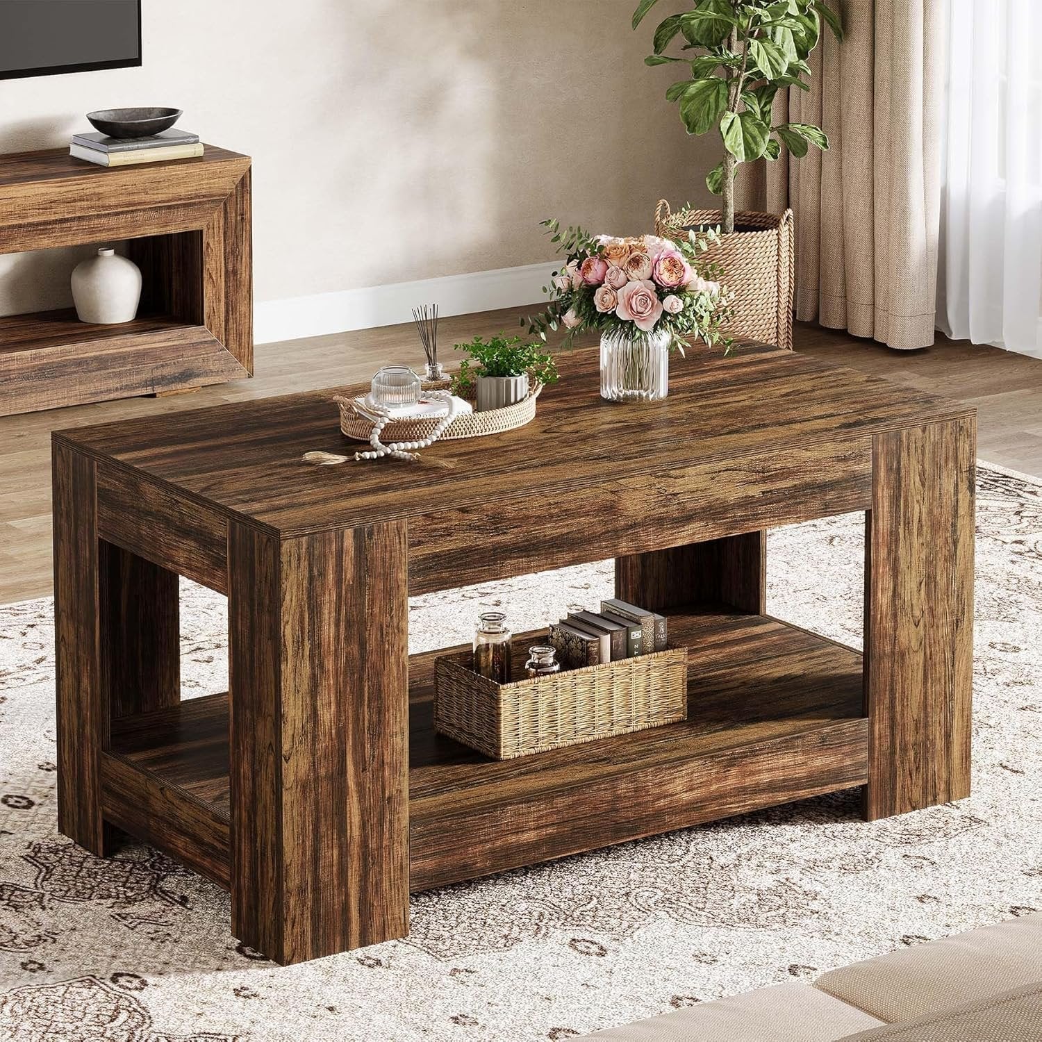 Tribesigns Mesa de centro 120 x 60 x 60 cm, Mesa de salón Mesa de centro rectangular