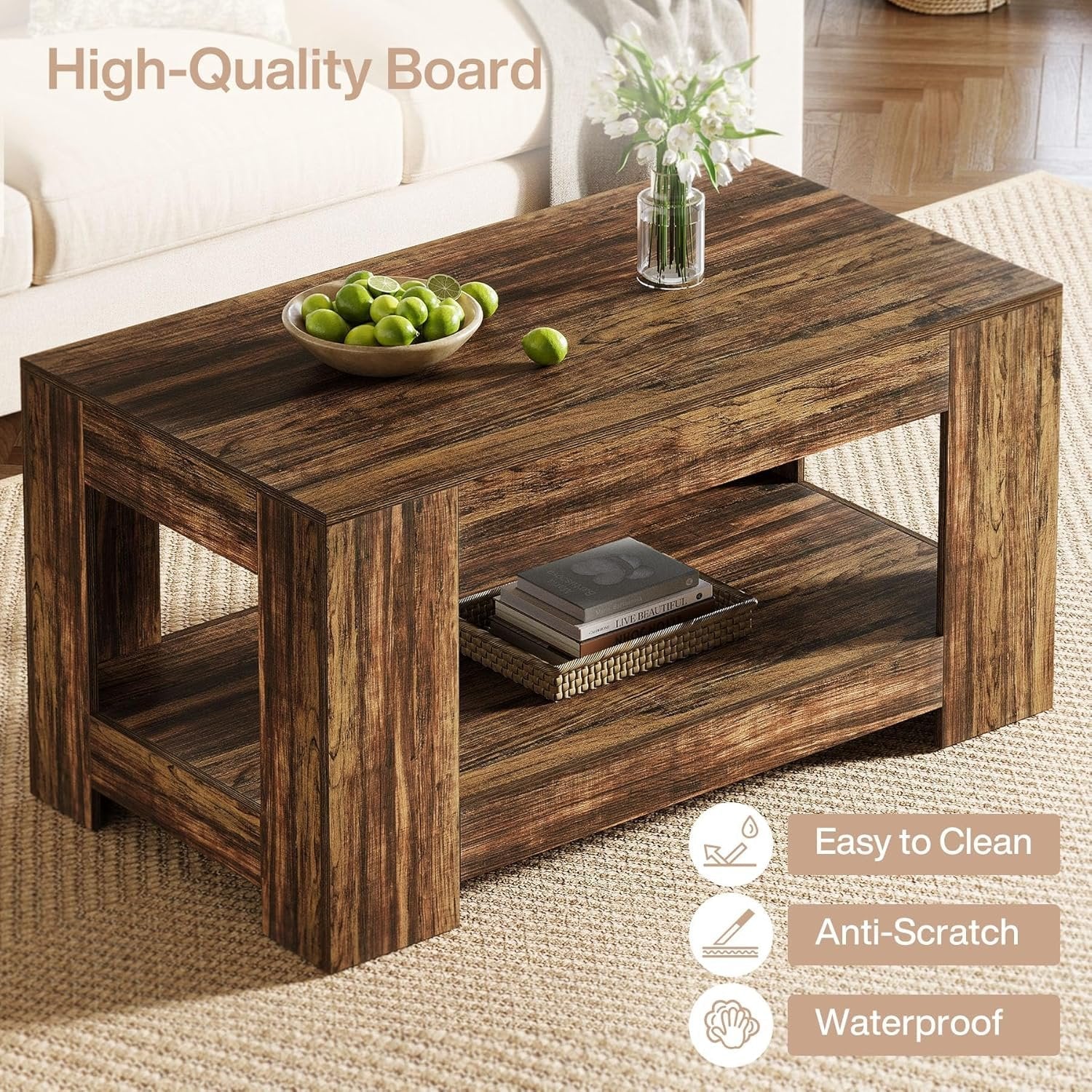 Tribesigns Mesa de centro 120 x 60 x 60 cm, Mesa de salón Mesa de centro rectangular