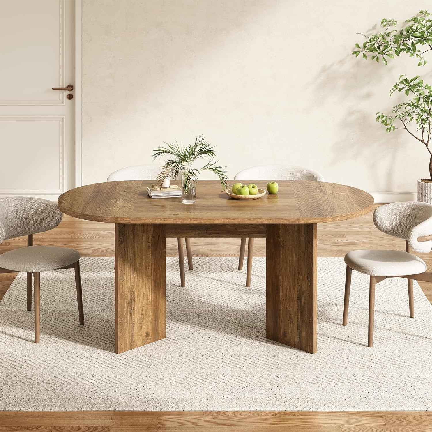 Tribesigns Mesa de comedor ovalada rústica de 160 cm para 4-6 personas