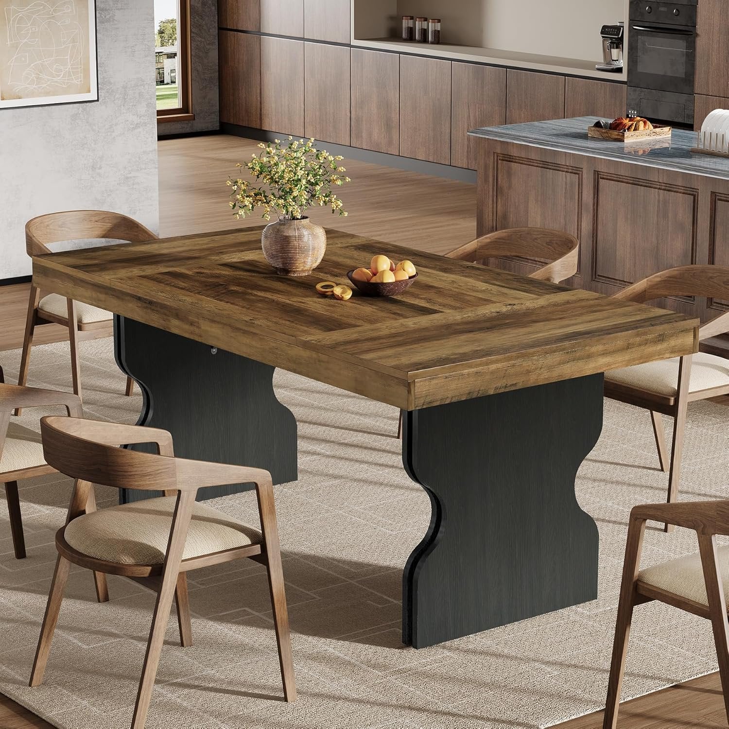 Tribesigns Mesa de comedor rectangular rústica de 160 cm para 4-6 personas